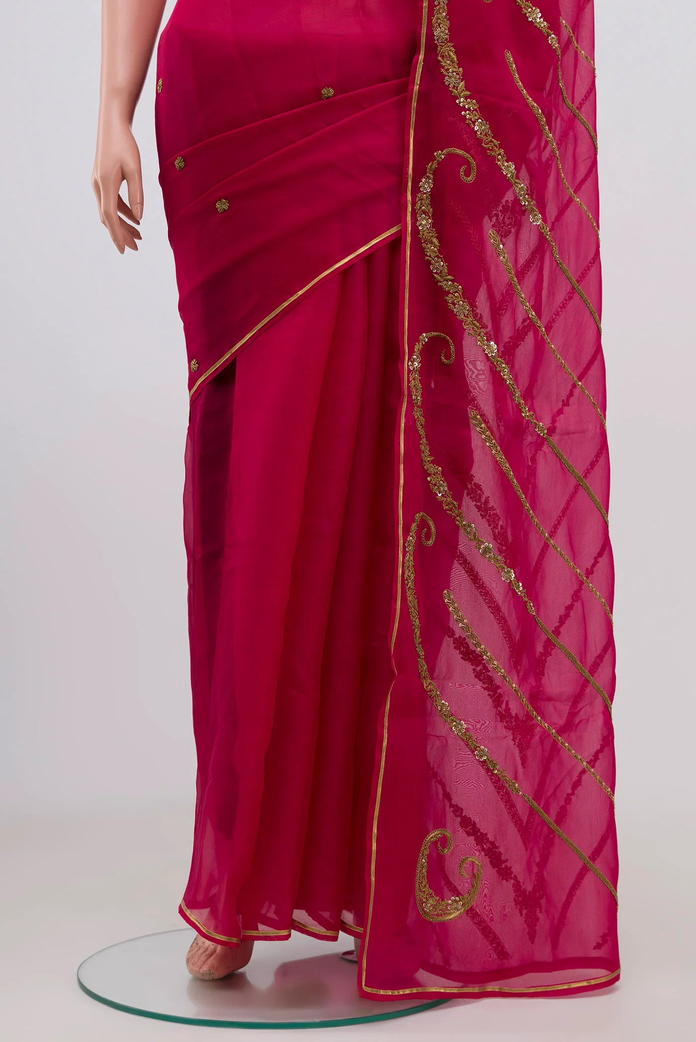 Sitara- Red Organza Silk Saree - Image 5