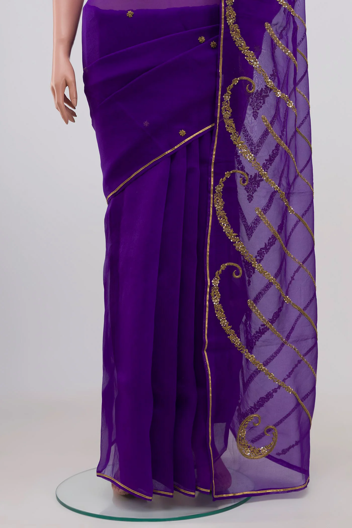 Sitara- Violet Organza Silk Saree - Image 5