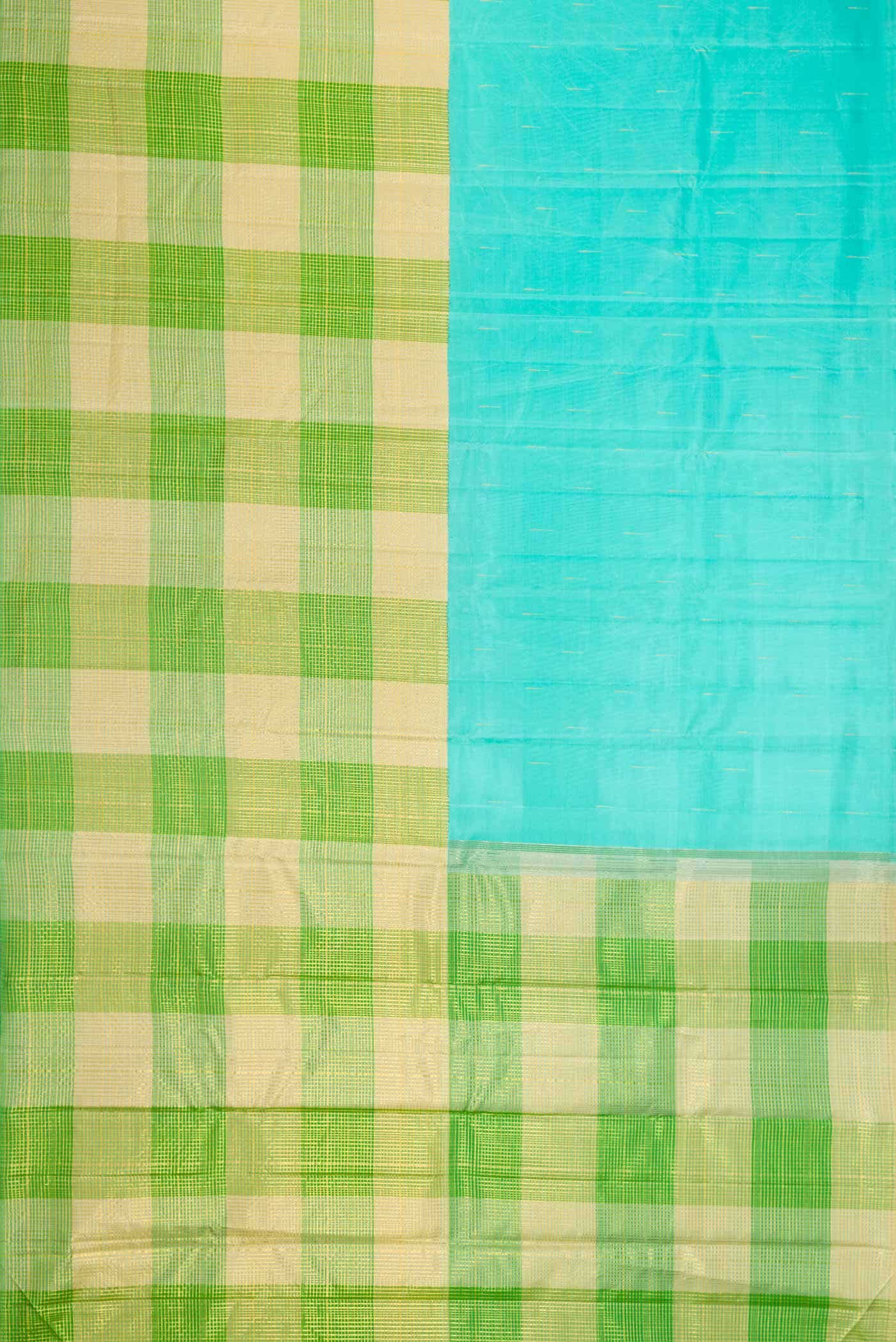 Sky Blue and Green Dual Tone Kanjivaram Silk Saree - Image 4