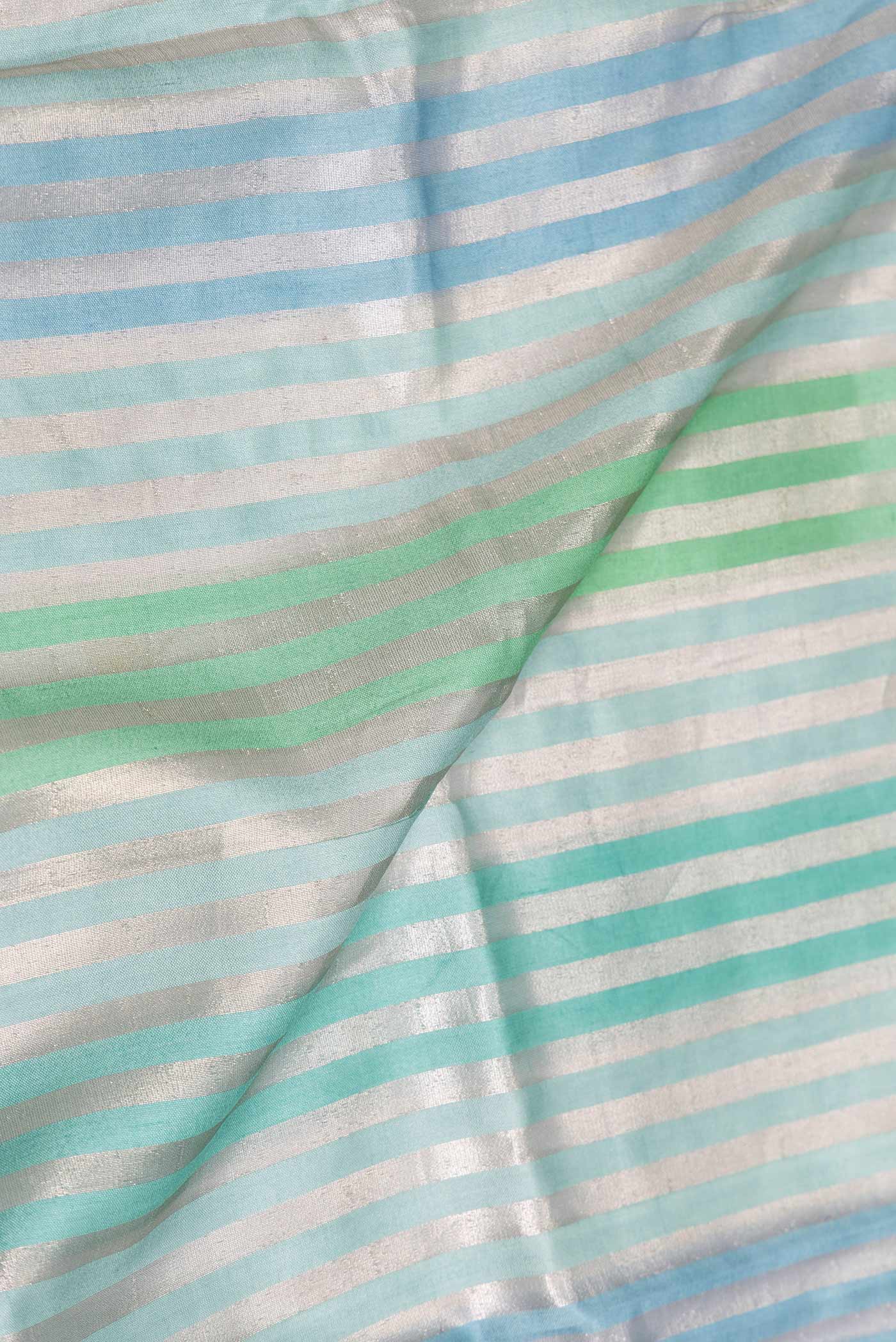 Sky Blue and Sea Green Color Banarasi Saree - Image 2