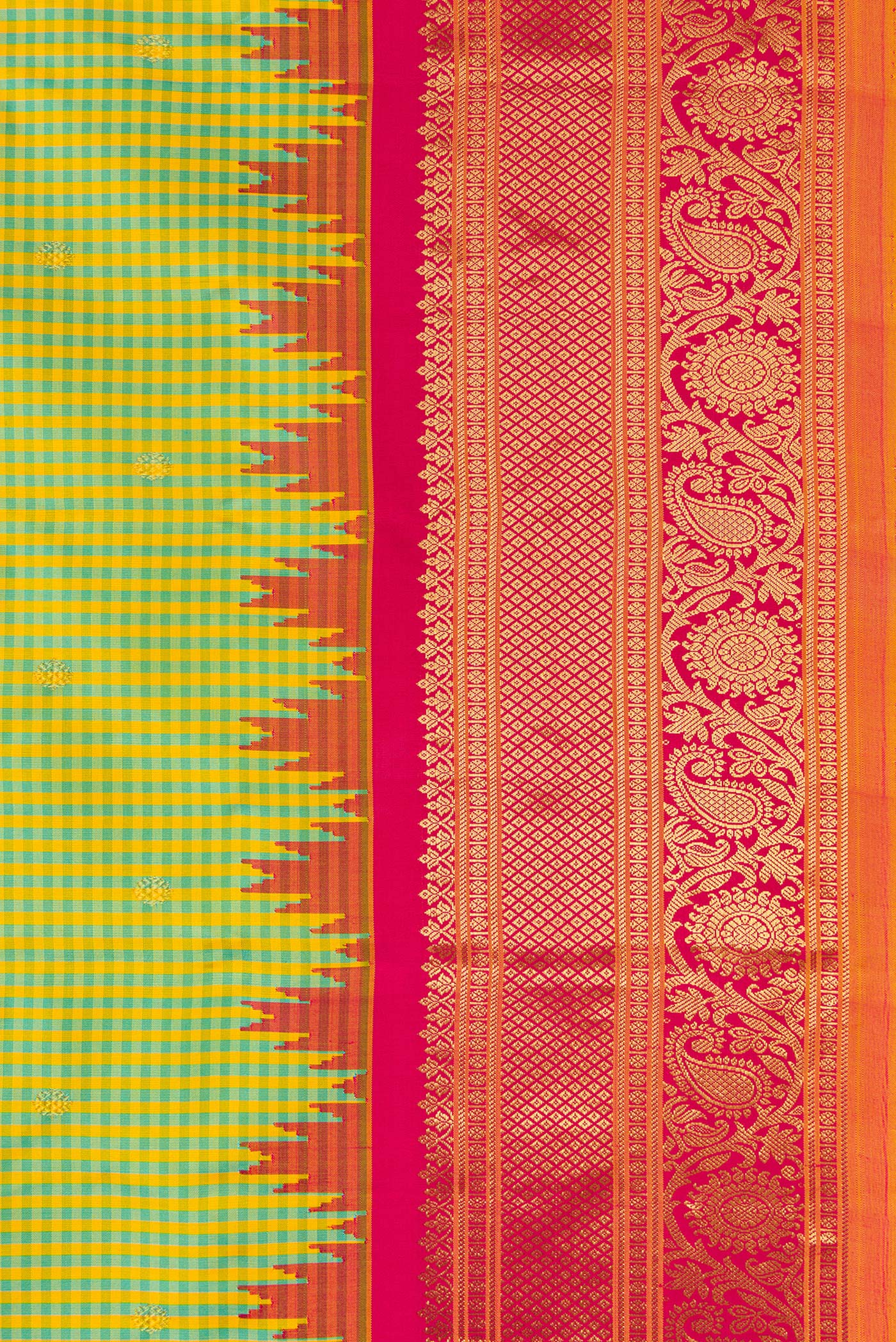 Multi Color Gadwal Silk Saree - Image 3