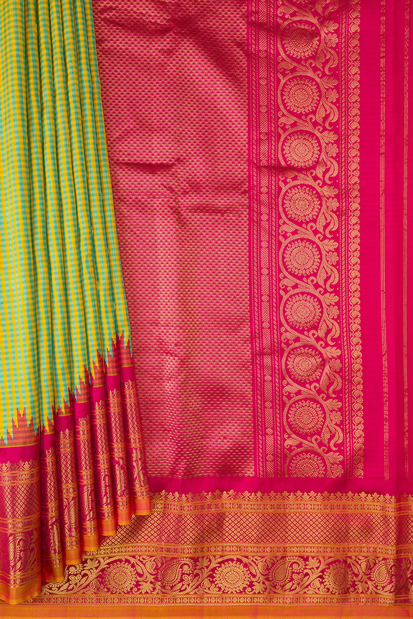 Multi Color Gadwal Silk Saree - Image 4