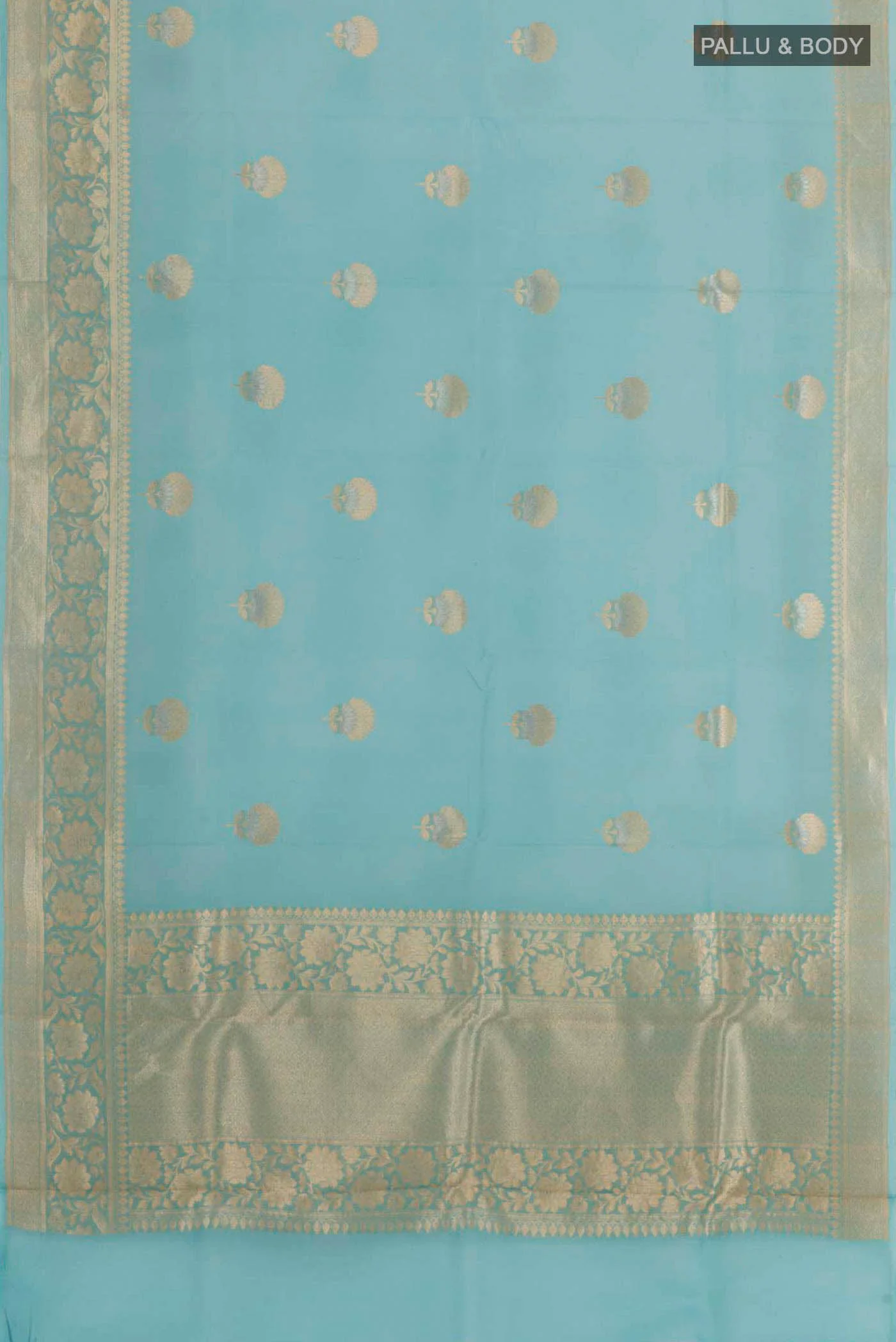 Sky Blue Organza Silk Saree - Image 3