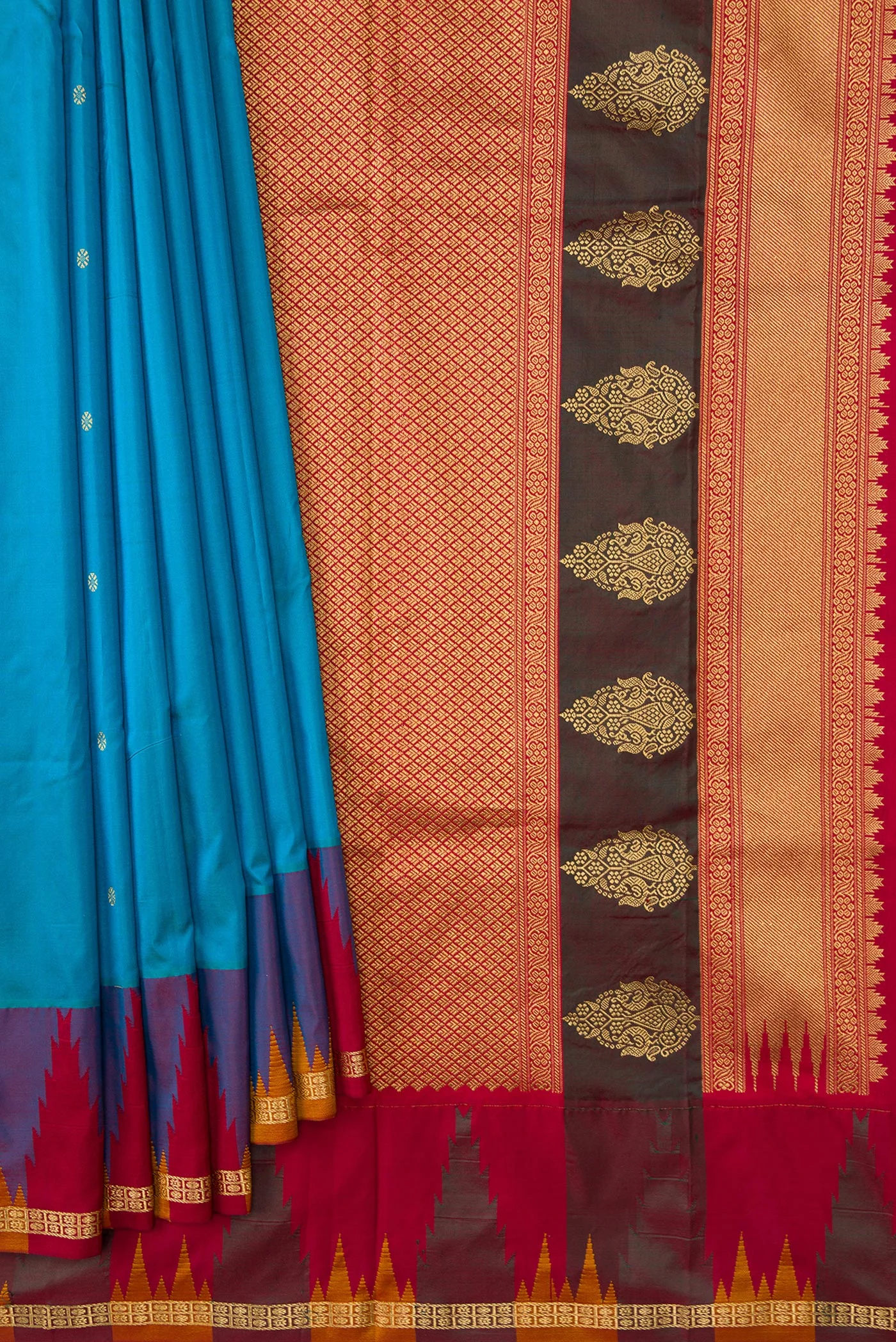 Sky Blue Bangalore Silk Saree - Image 4