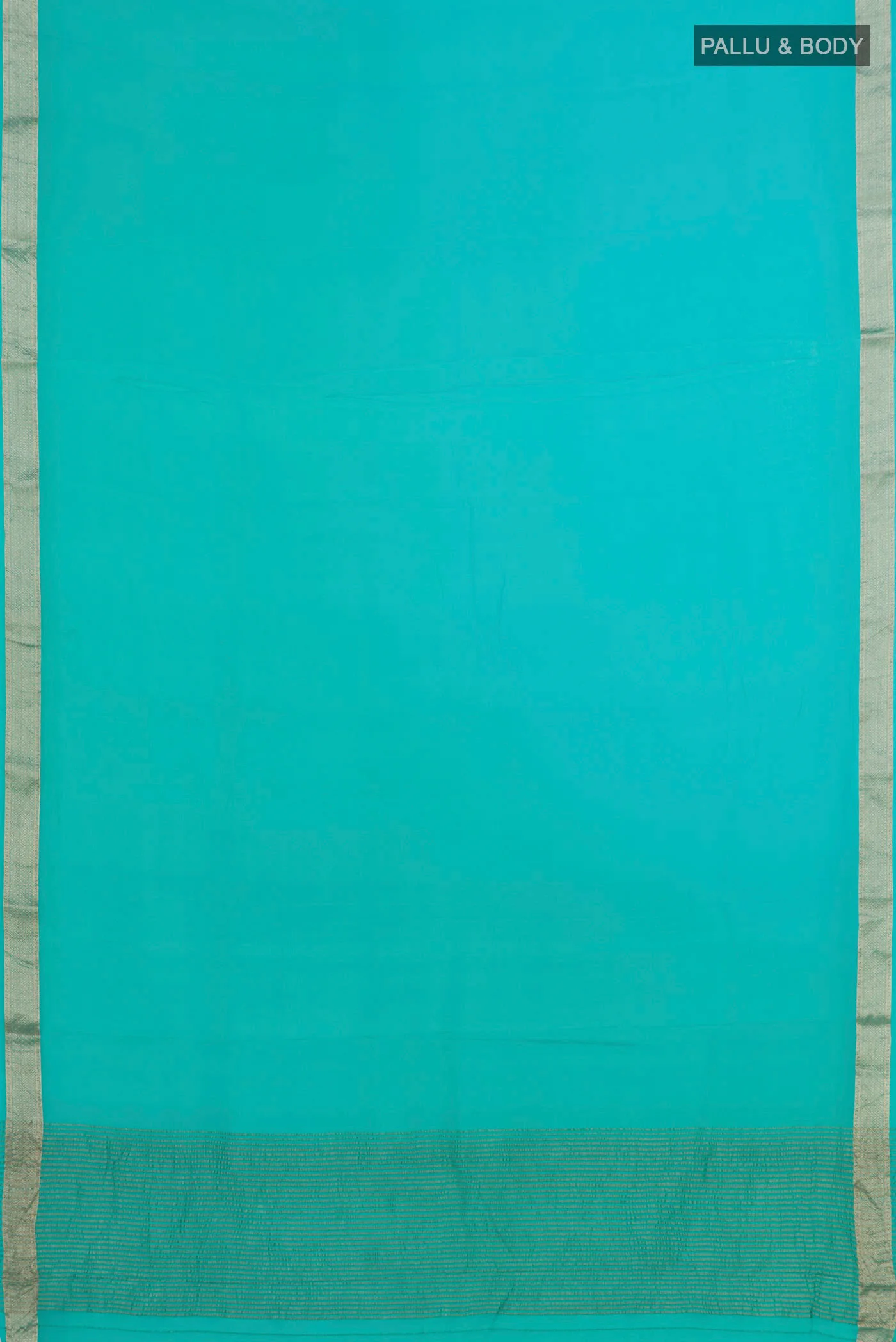 Turquoise Mysore Chiffon Saree - Image 5