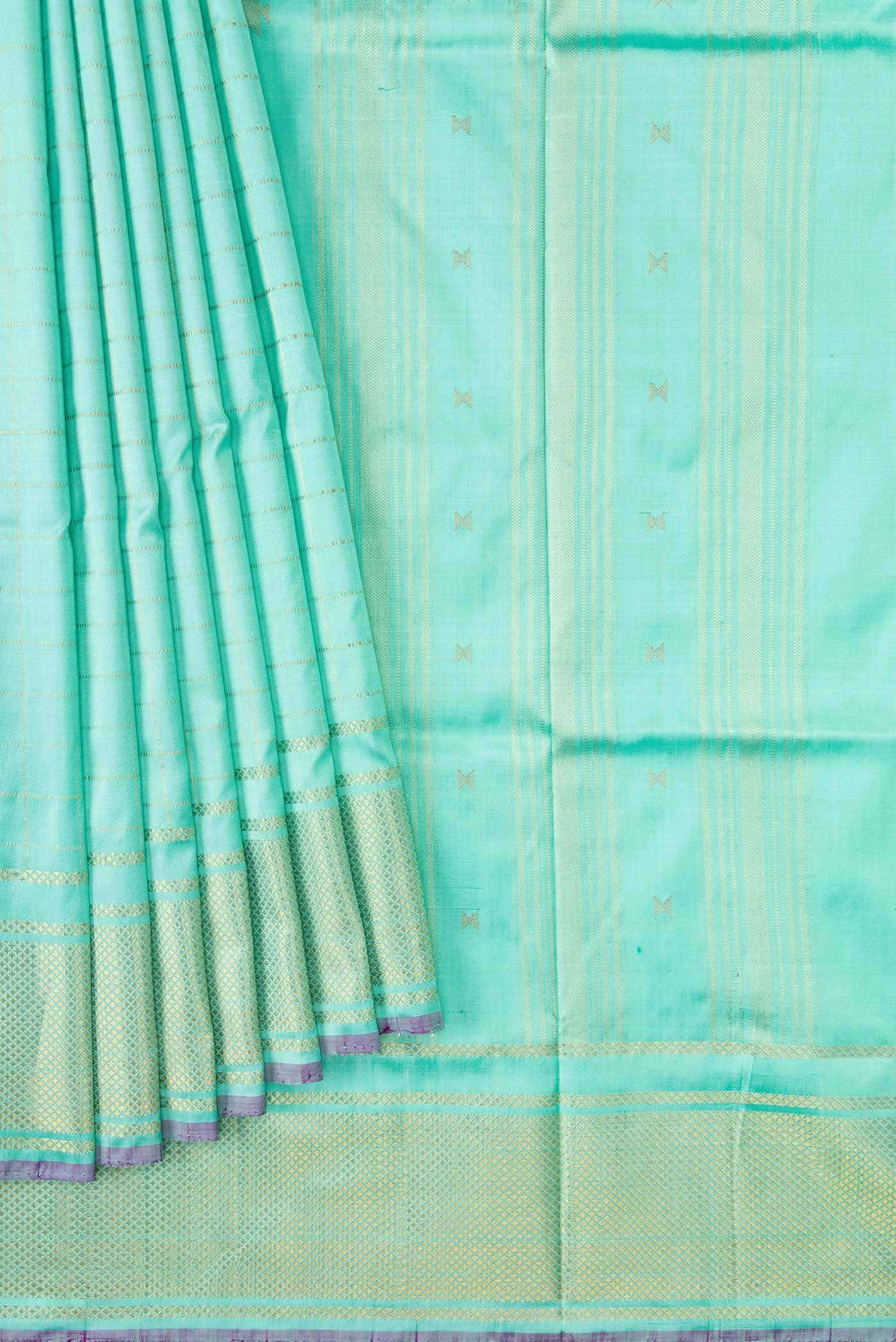Sky Blue Double Ikat Saree - Image 4