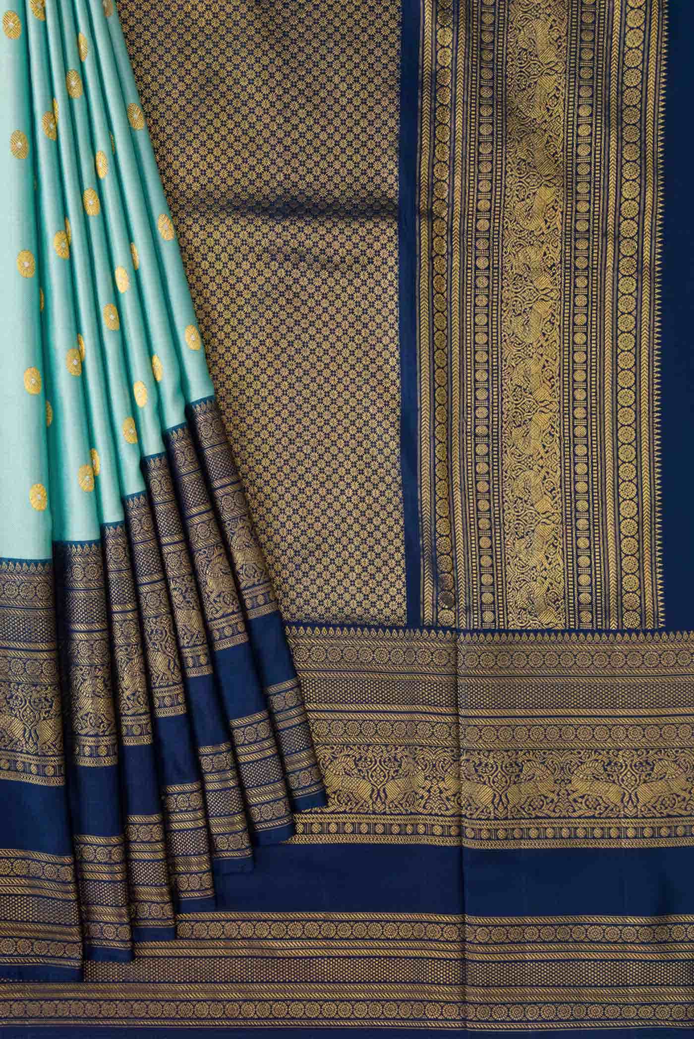 Sky Blue Kanjivaram Silk Saree - Image 3