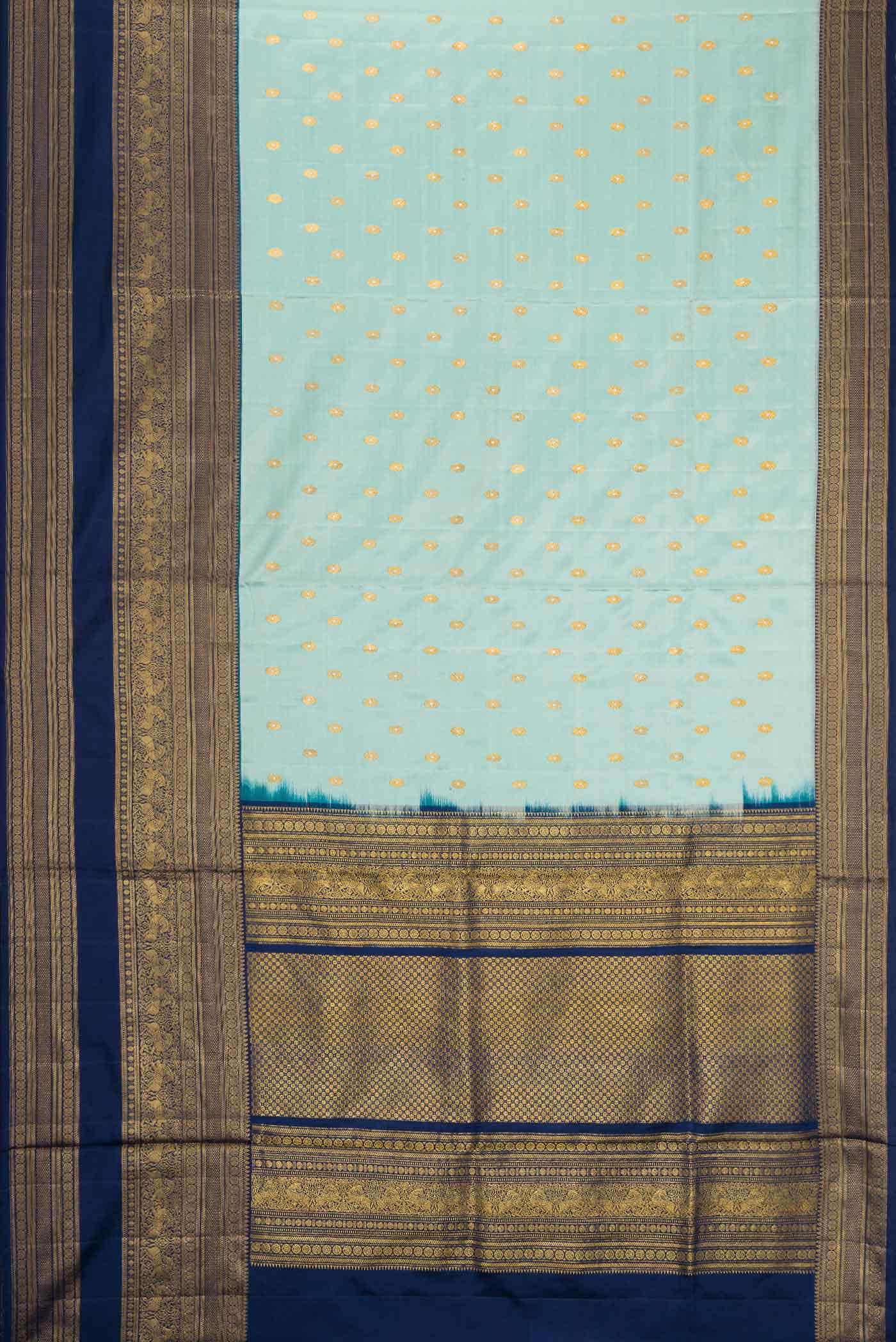 Sky Blue Kanjivaram Silk Saree - Image 8