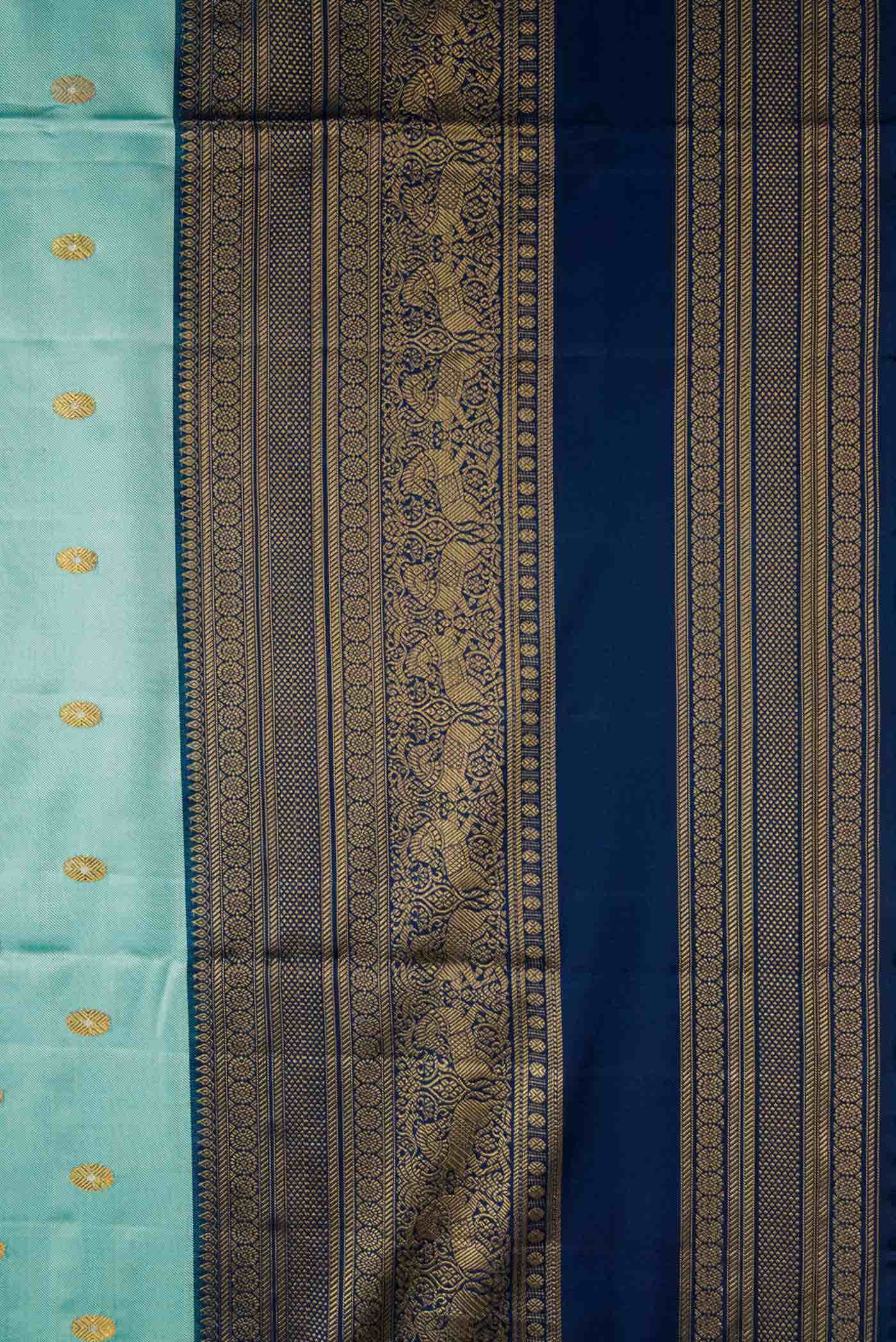 Sky Blue Kanjivaram Silk Saree - Image 9