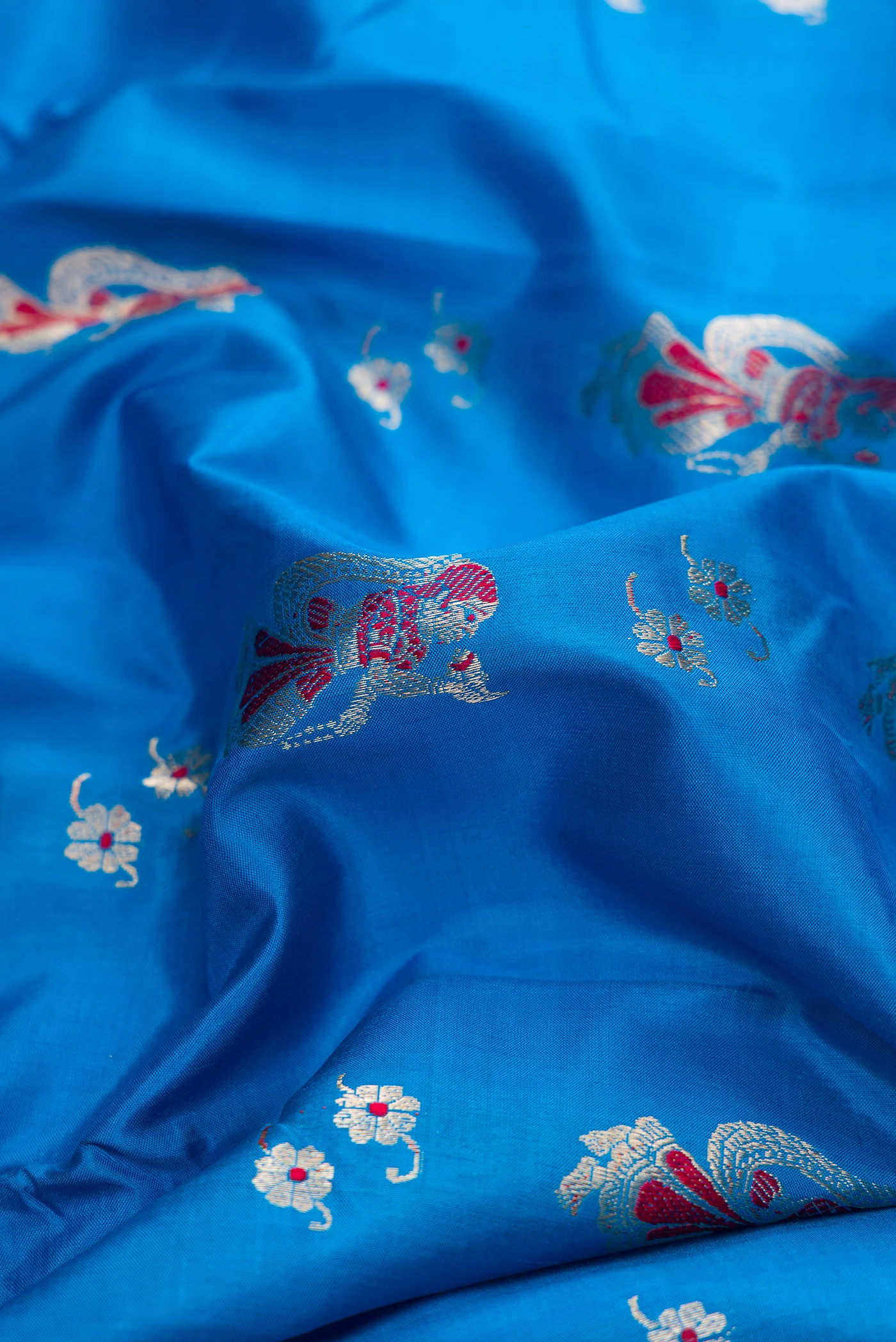 Sky Blue Baluchari Silk Saree - Image 2