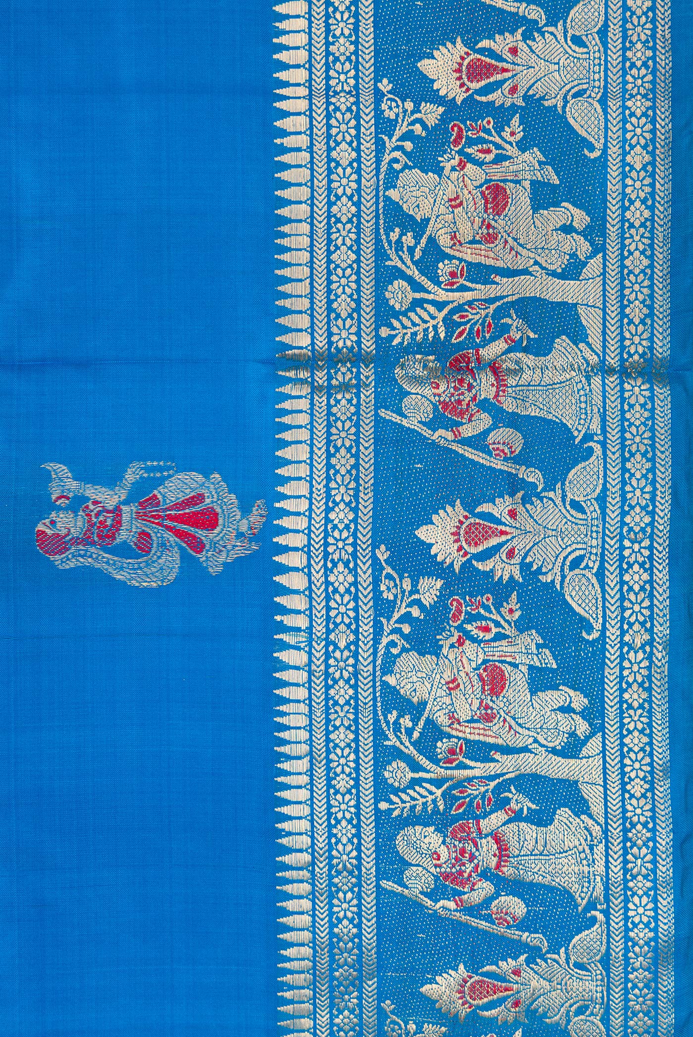 Sky Blue Baluchari Silk Saree - Image 3