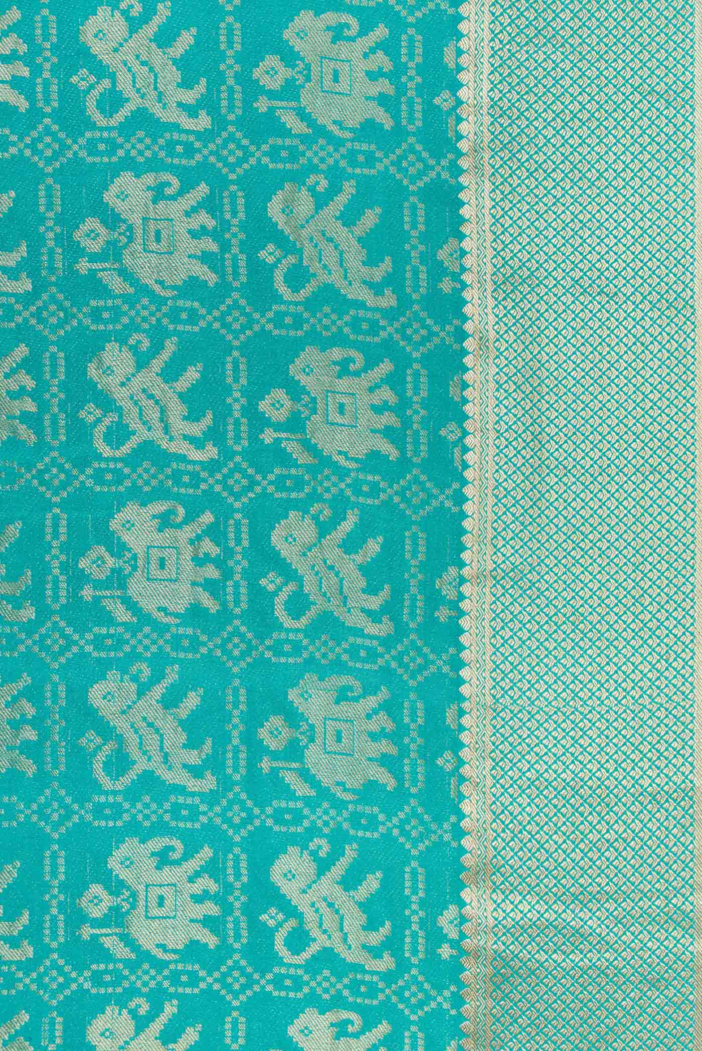 Sky Blue Mysore Crepe Saree - Image 3