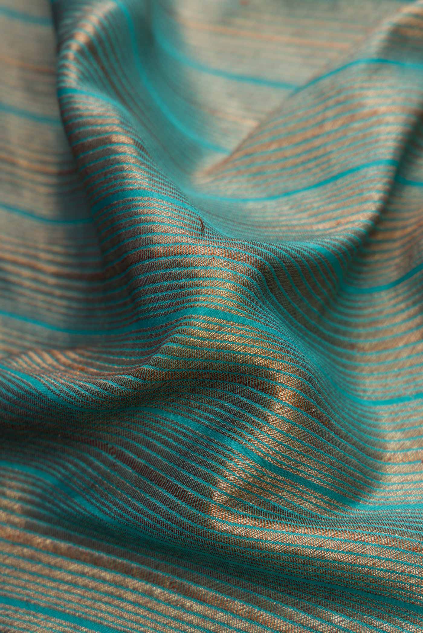Sky Blue Mysore Crepe Saree - Image 3