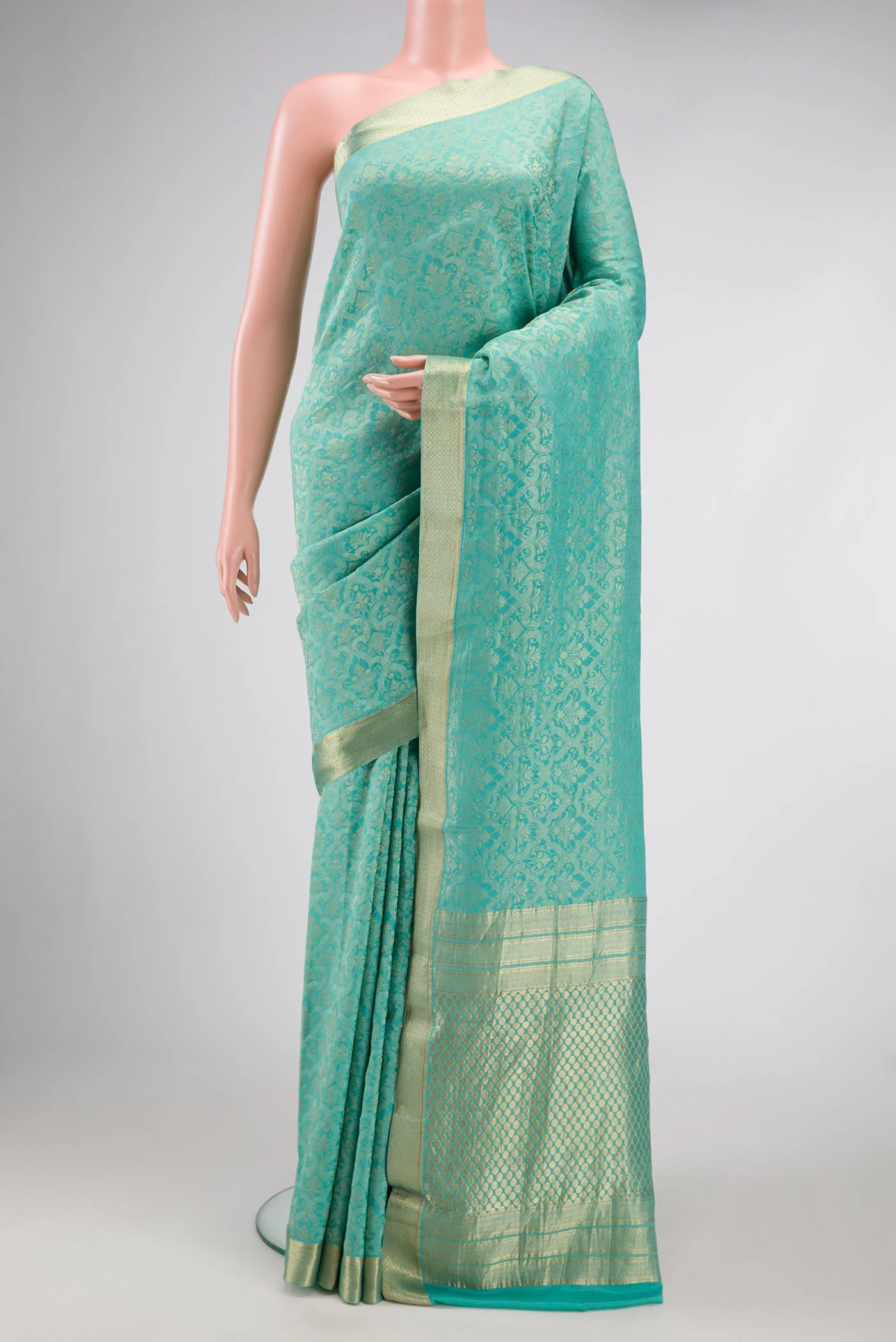 Sky Blue Mysore Crepe Saree