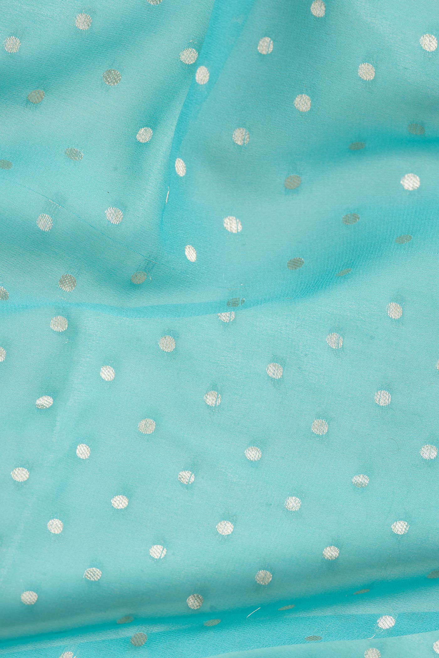 Sky Blue Mysore Georgette Saree - Image 2