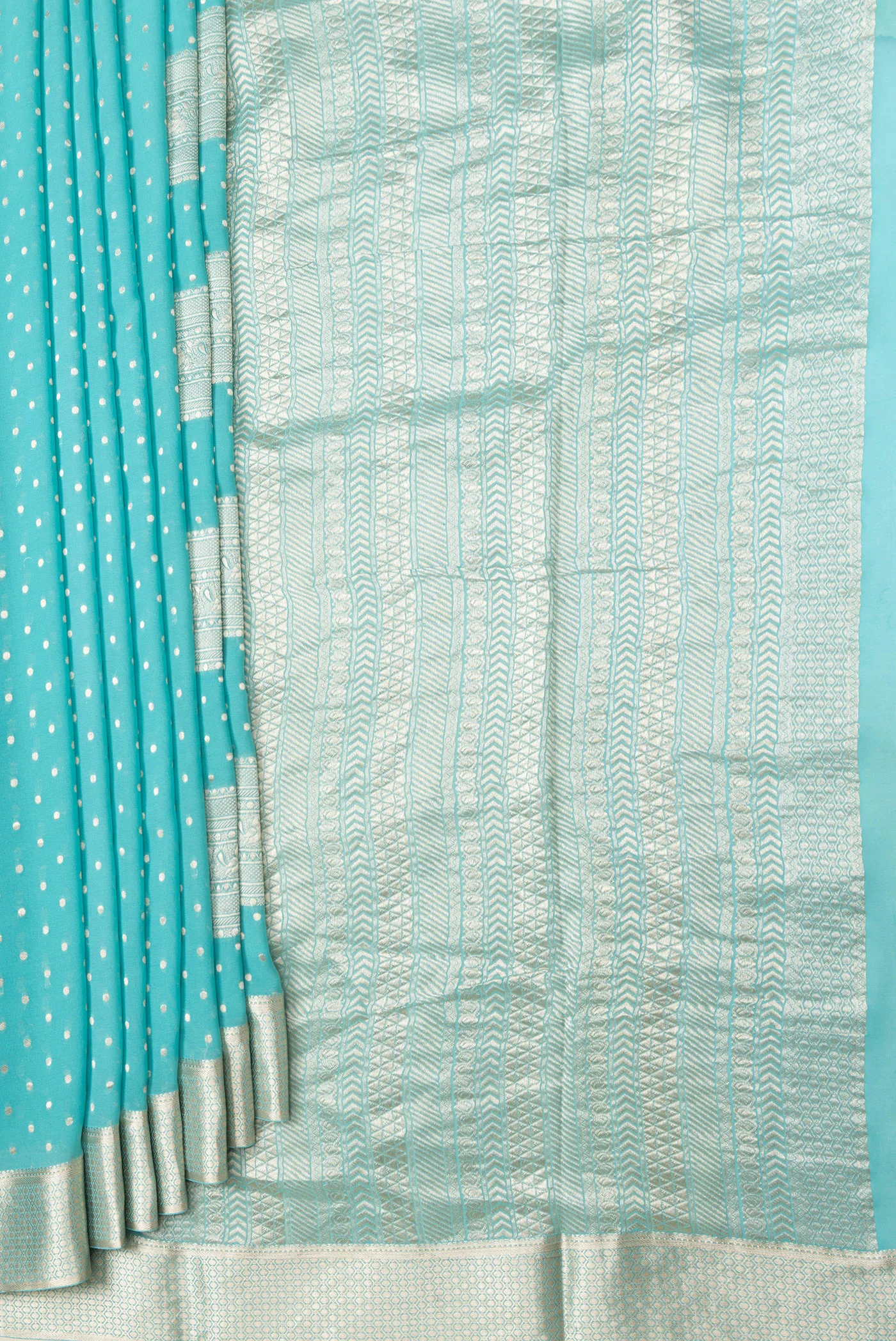 Sky Blue Mysore Georgette Saree - Image 4
