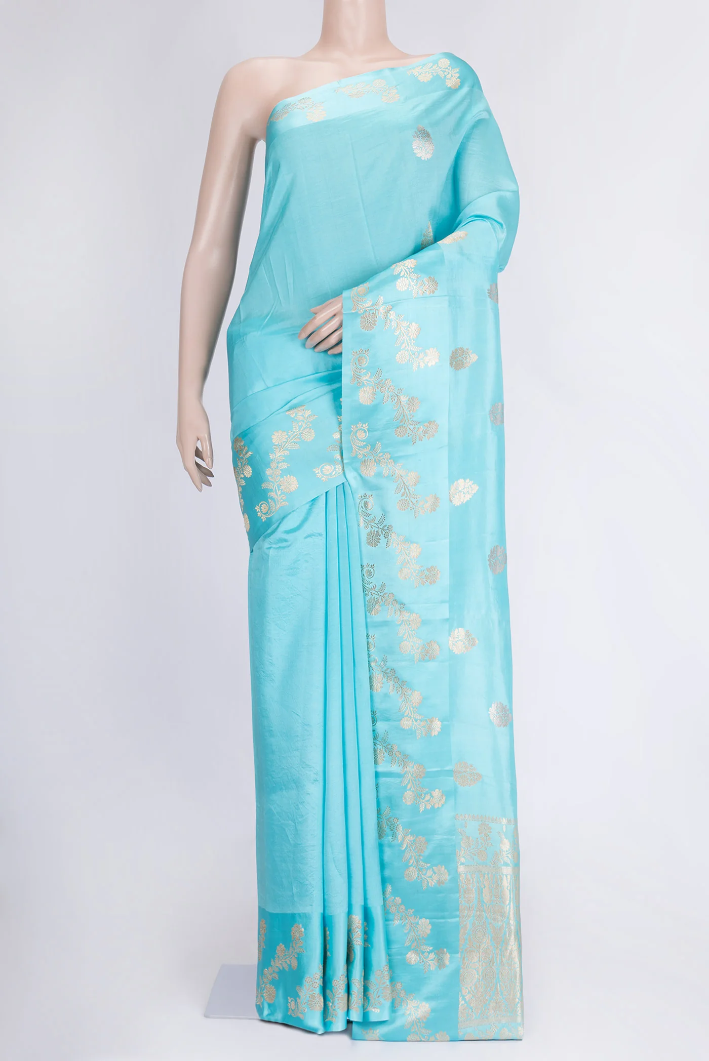 Sky Blue Banarasi Silk Saree