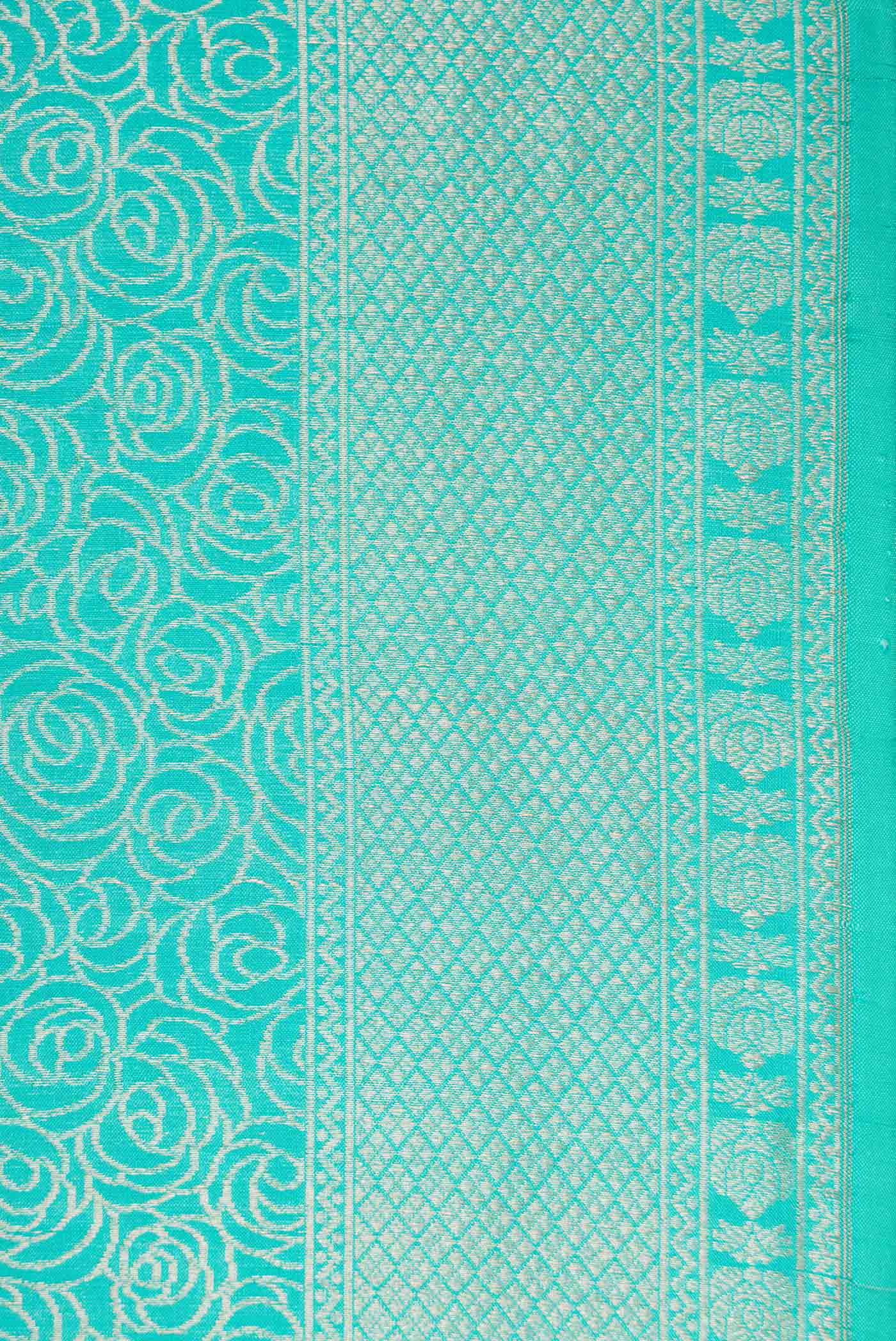 Sky Blue Dual Tone Banarasi Silk Saree - Image 3