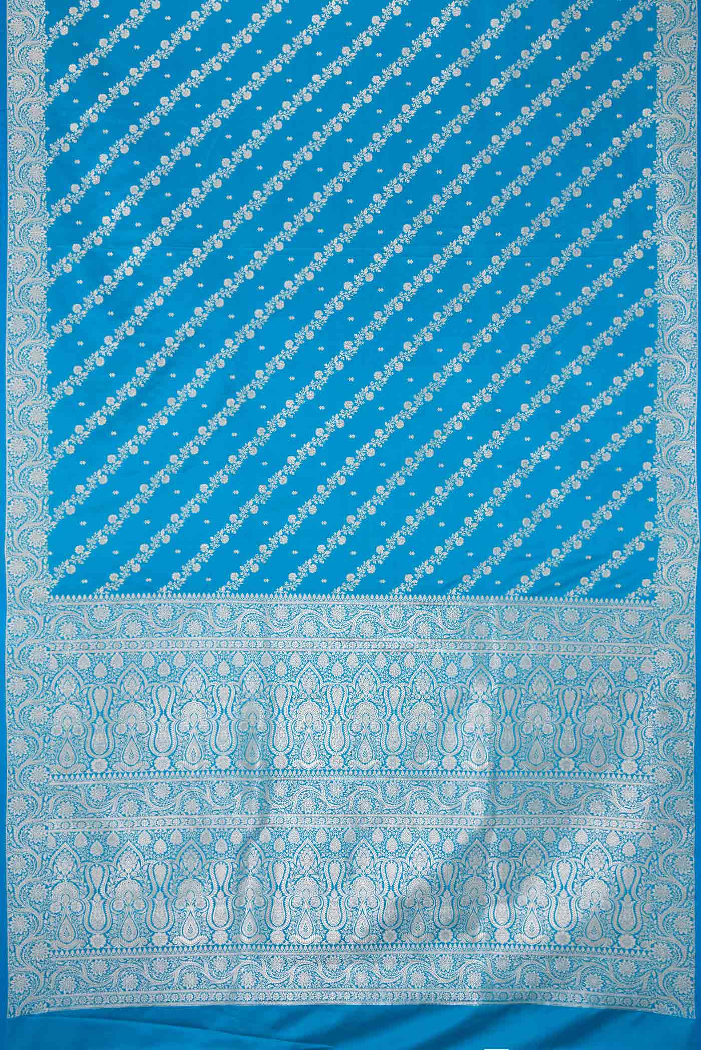Sky Blue Blended Banarasi Silk Saree - Image 3