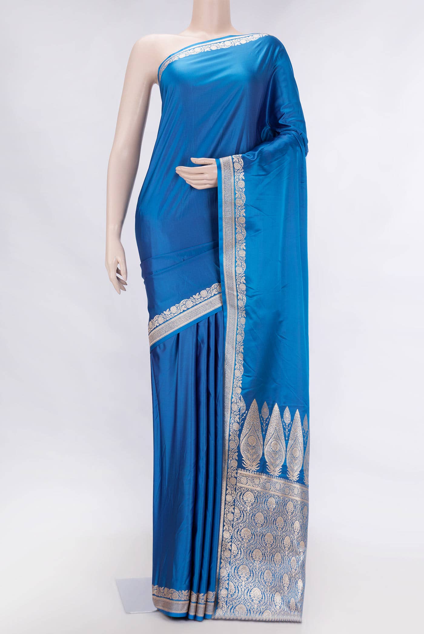 Sky Blue Dual Tone Blended Banarasi Silk Saree