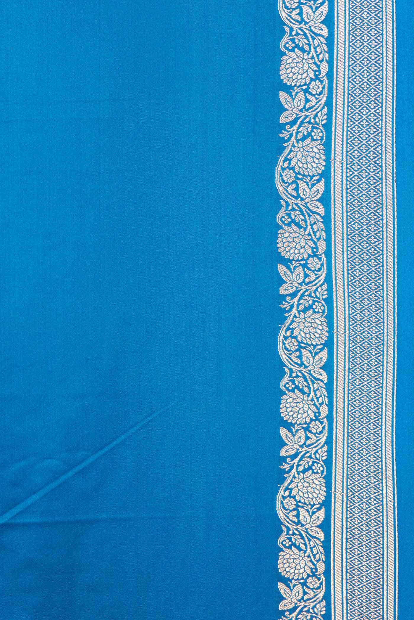Sky Blue Dual Tone Blended Banarasi Silk Saree - Image 3