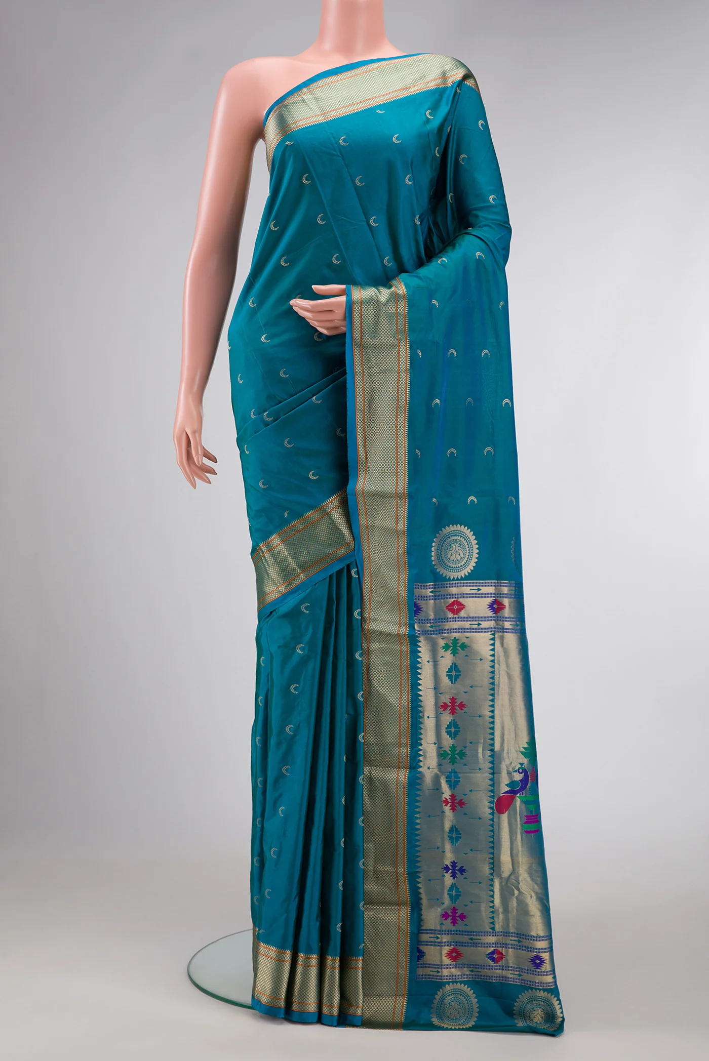 Sky Blue Blended Paithani Silk Saree