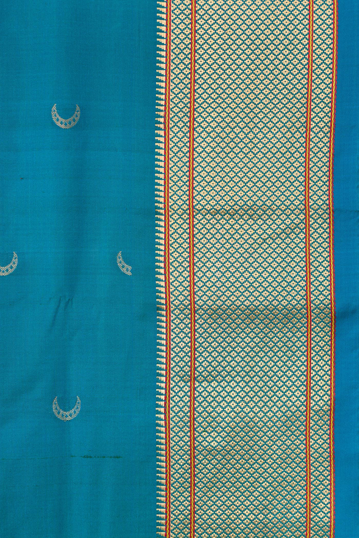 Sky Blue Blended Paithani Silk Saree - Image 3