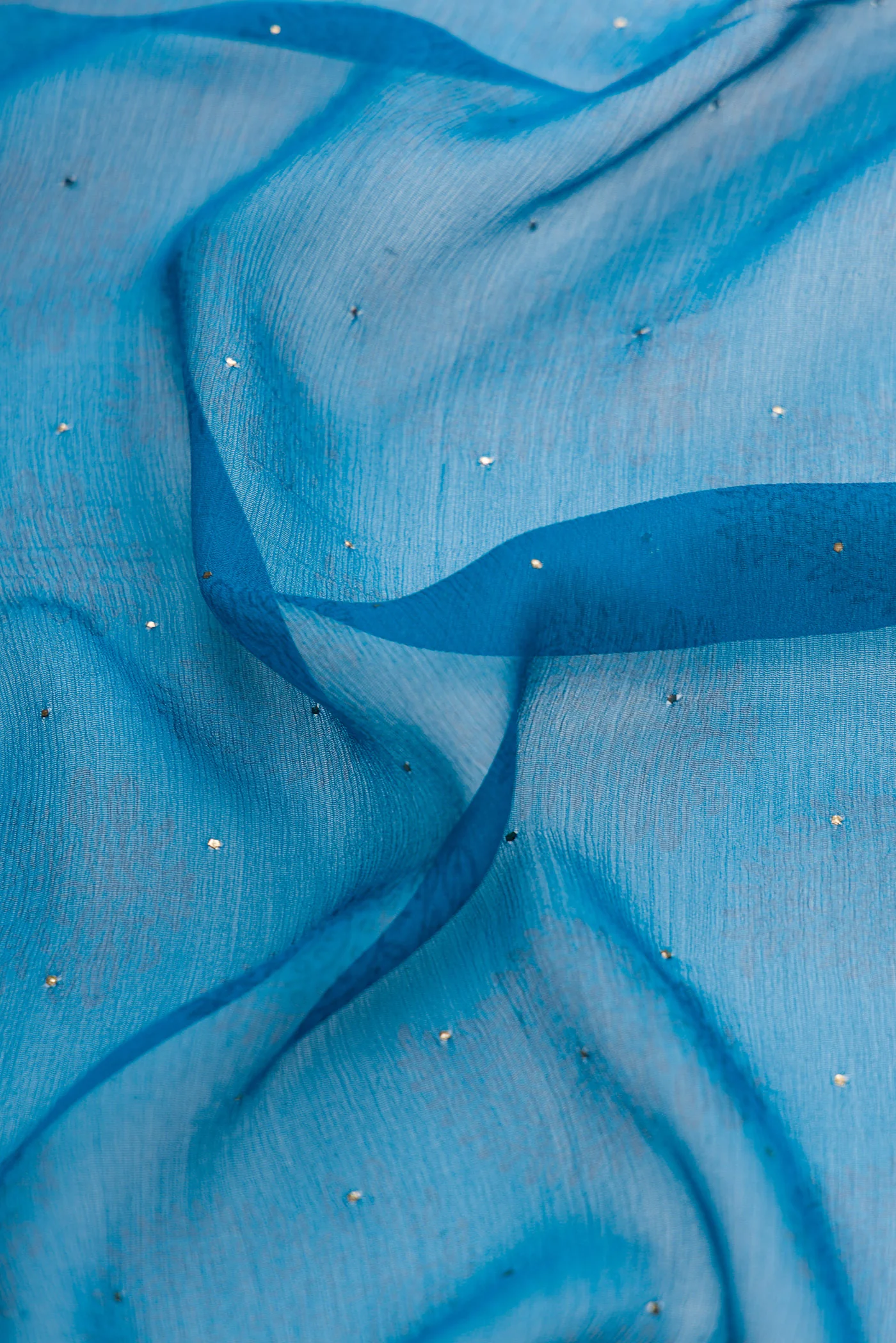 Sky Blue Dual Tone Chiffon Saree - Image 2
