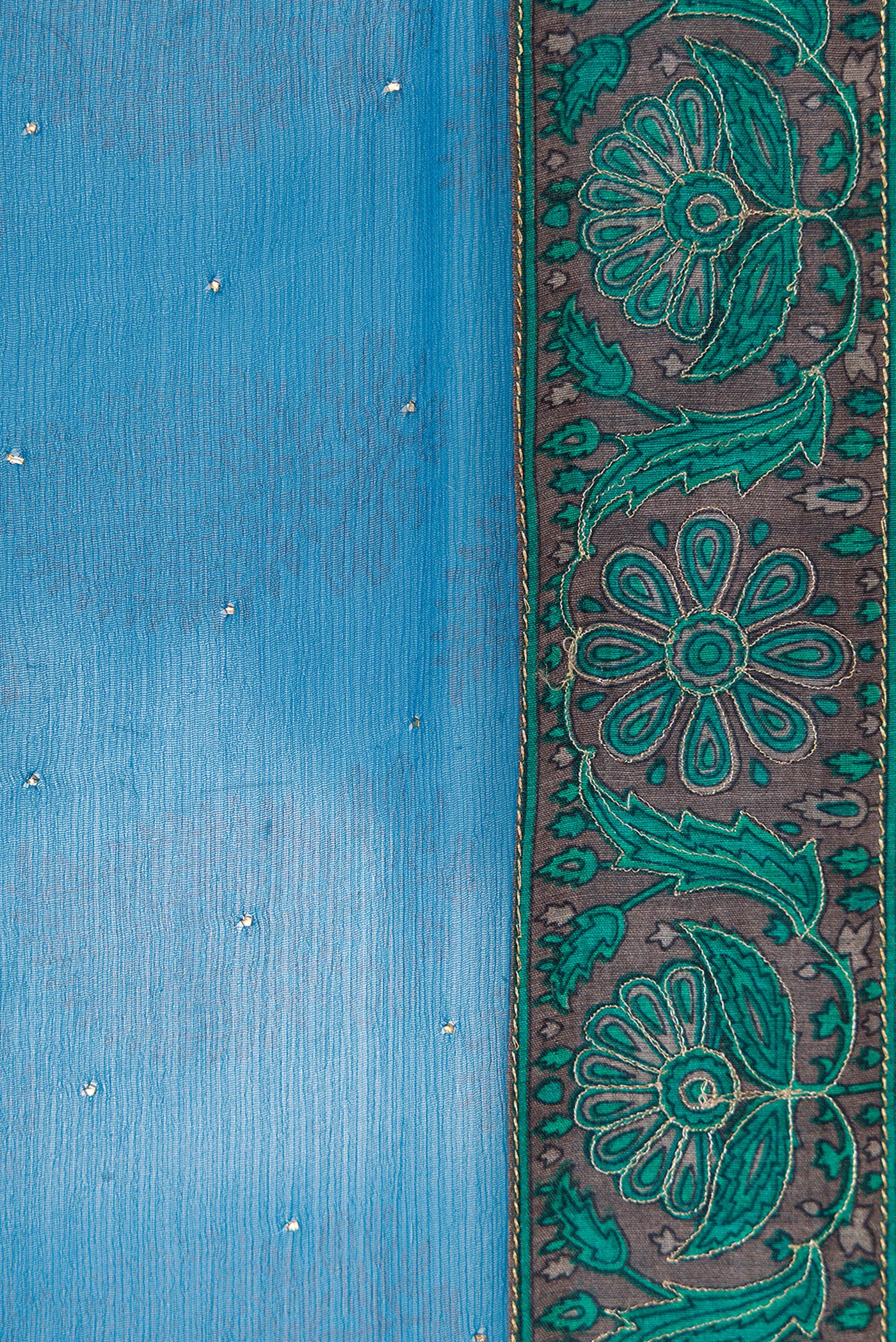 Sky Blue Dual Tone Chiffon Saree - Image 3