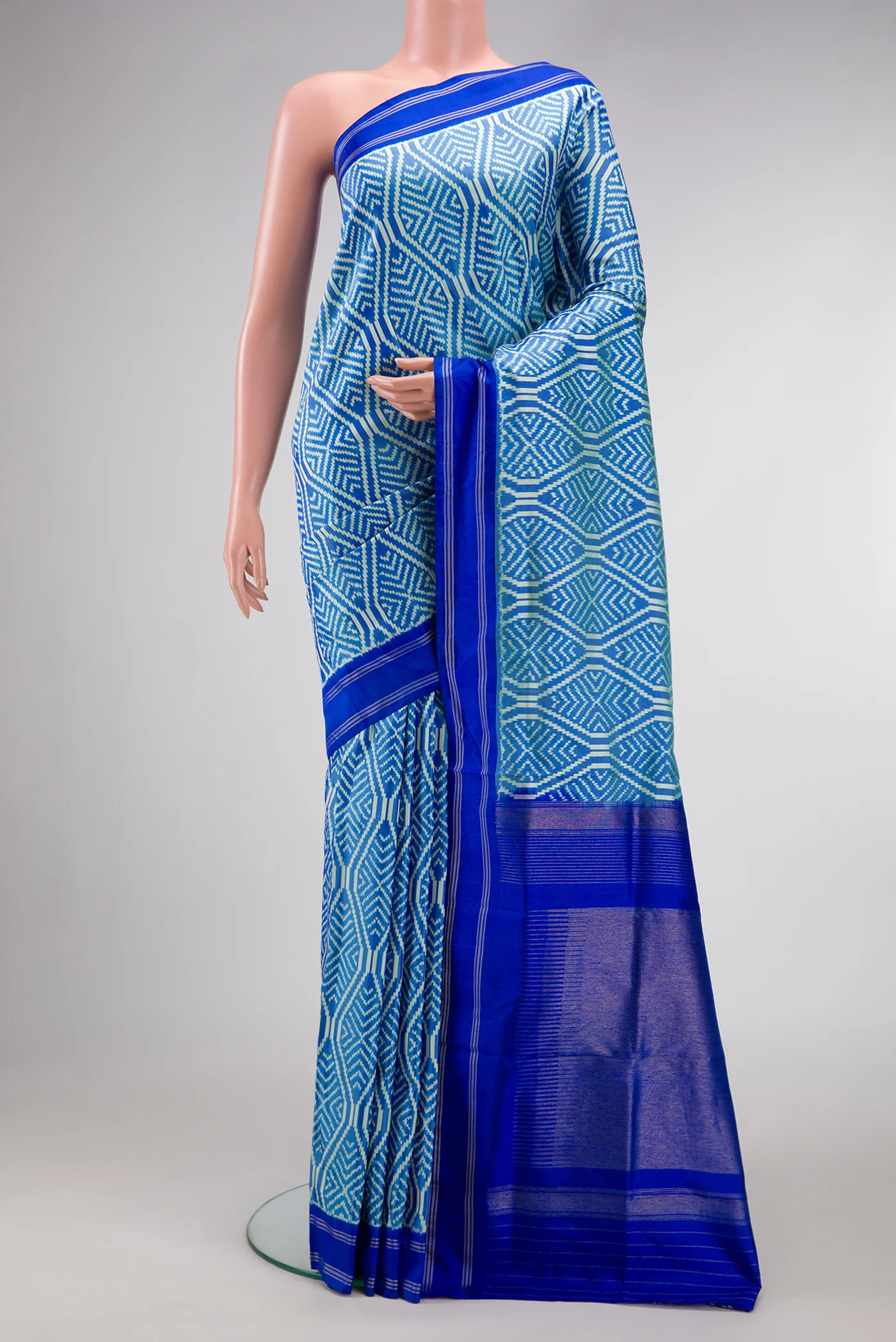 Sky Blue Double Ikat Saree