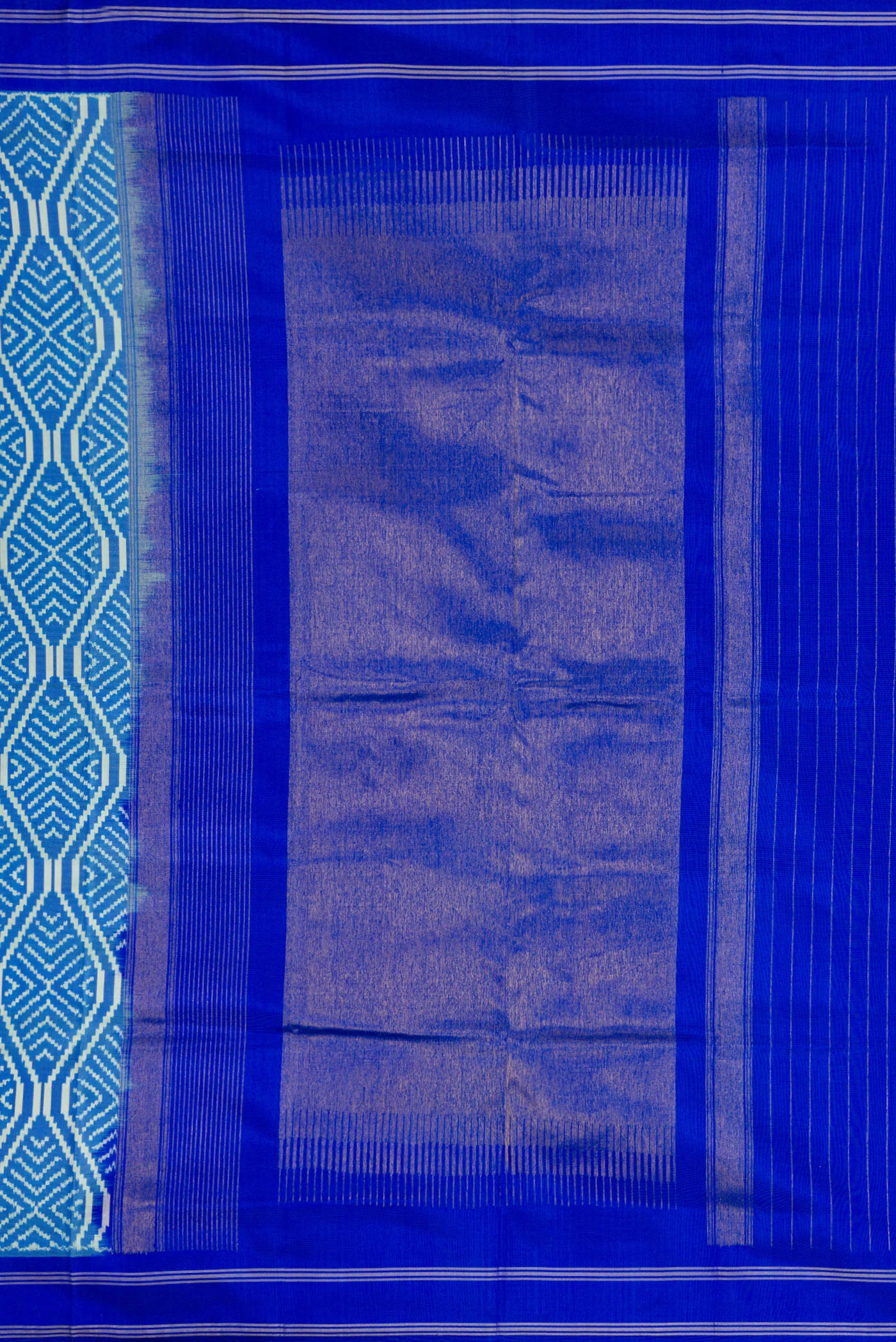 Sky Blue Double Ikat Saree - Image 7