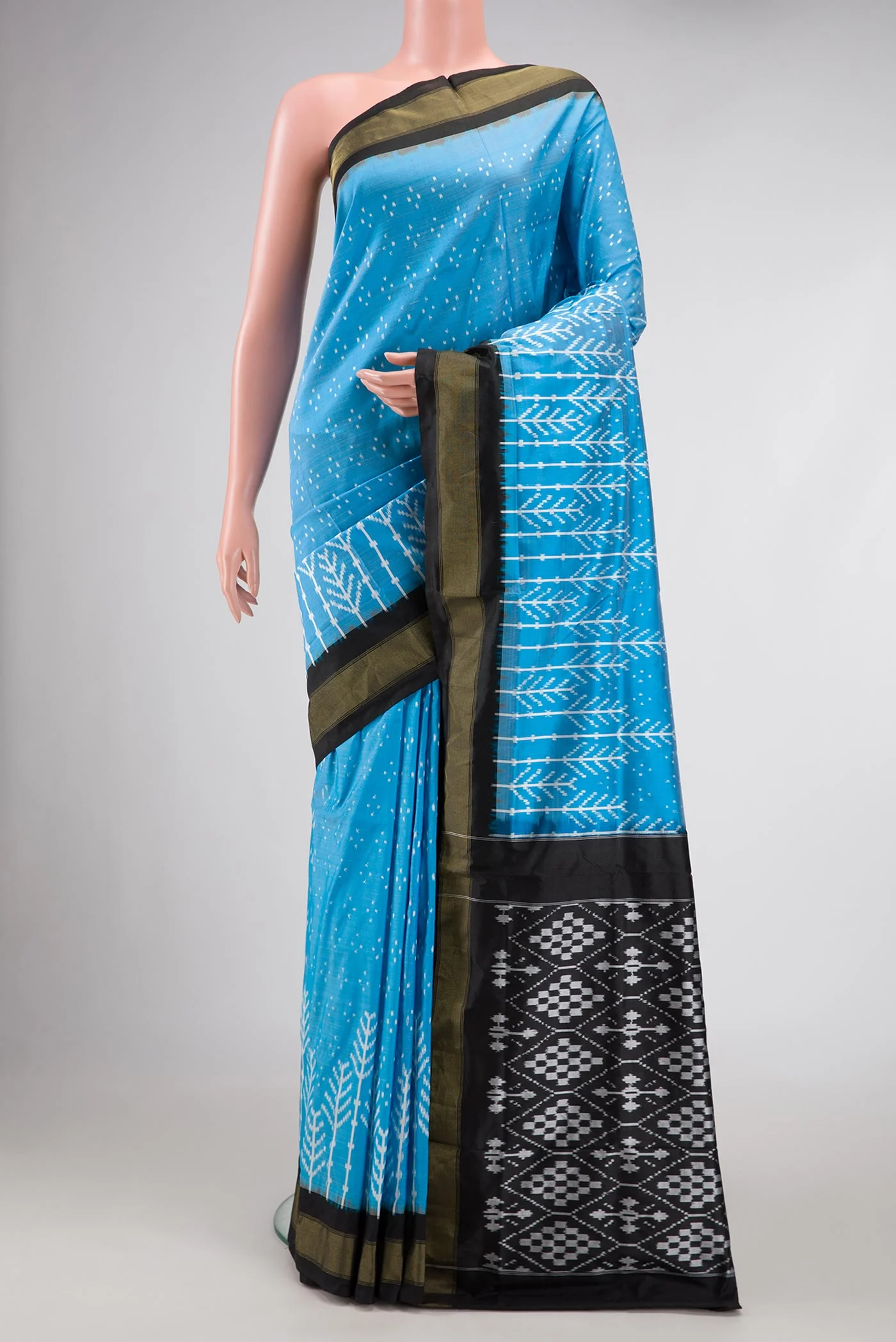 Sky Blue Pochampally Silk Saree