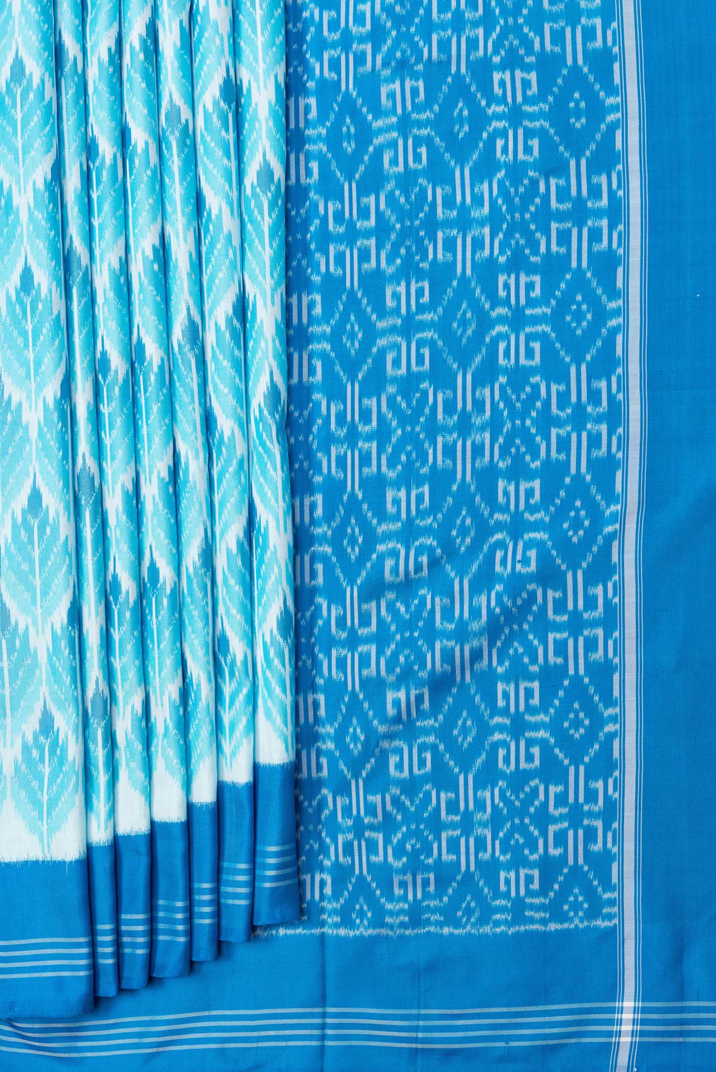 Light Blue Pochampally Silk Saree - Image 4