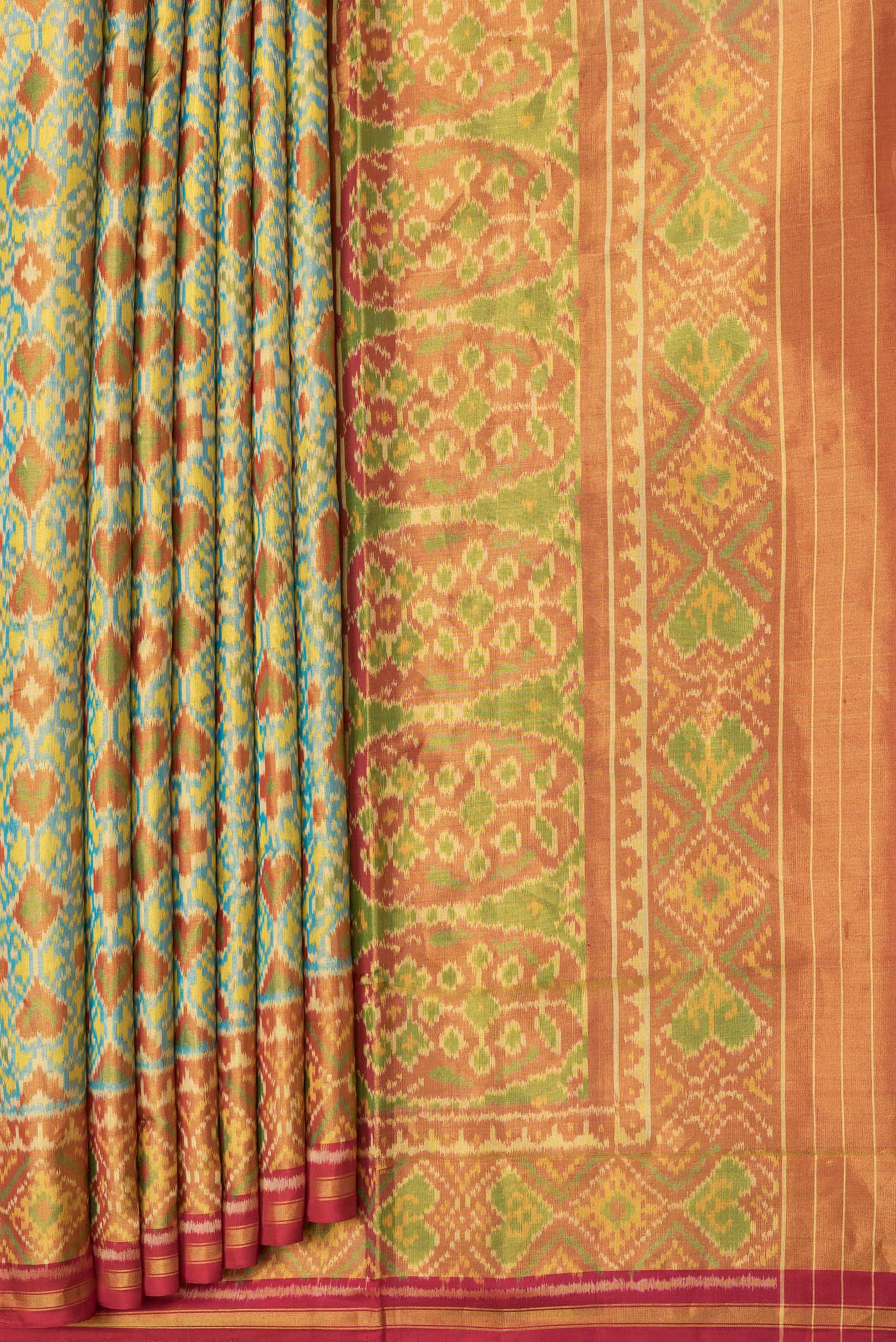 Blue and  Yellow Color Rajkot Patola Silk Saree - Image 4