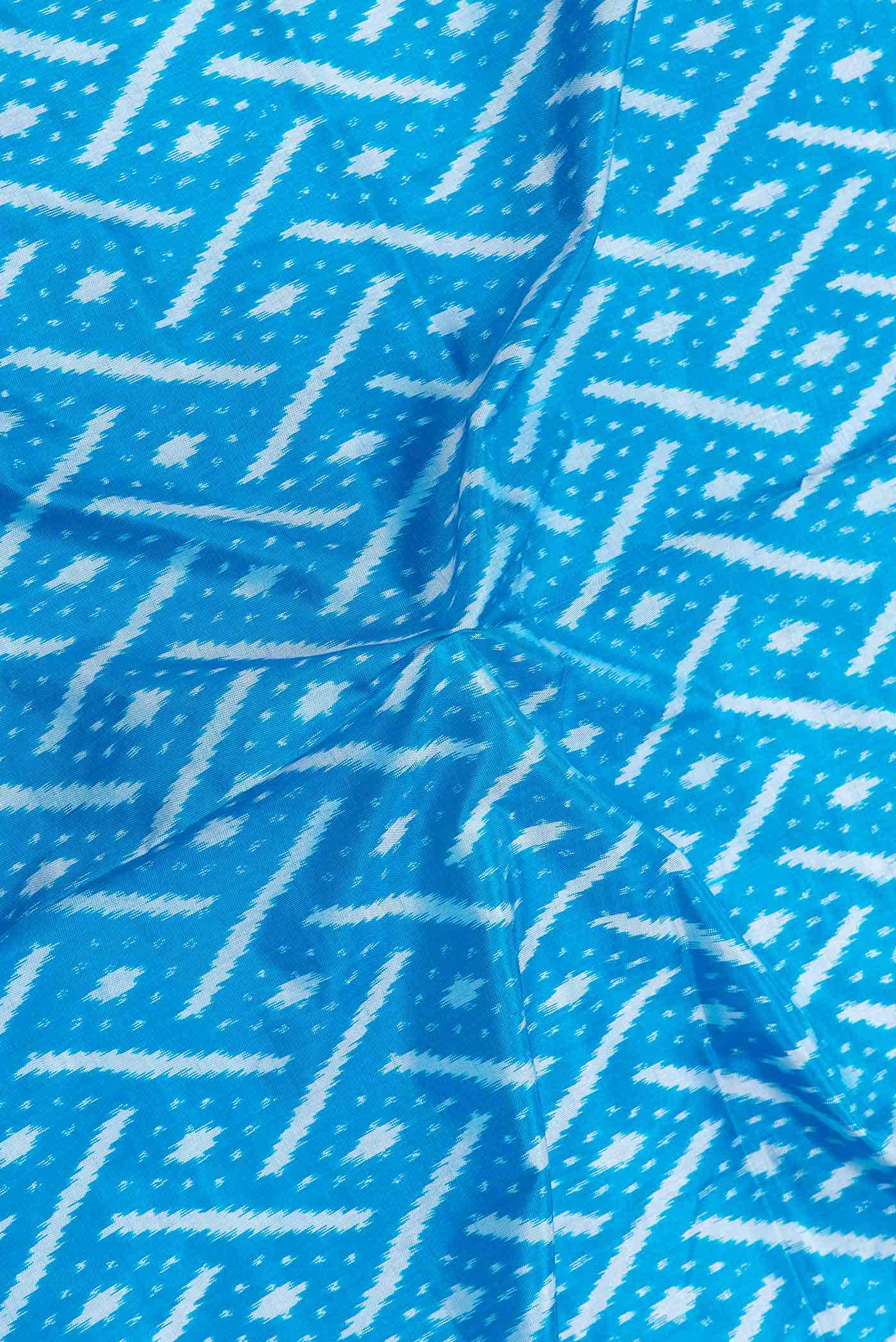 Sky Blue Dual Tone Double Ikat Saree - Image 3