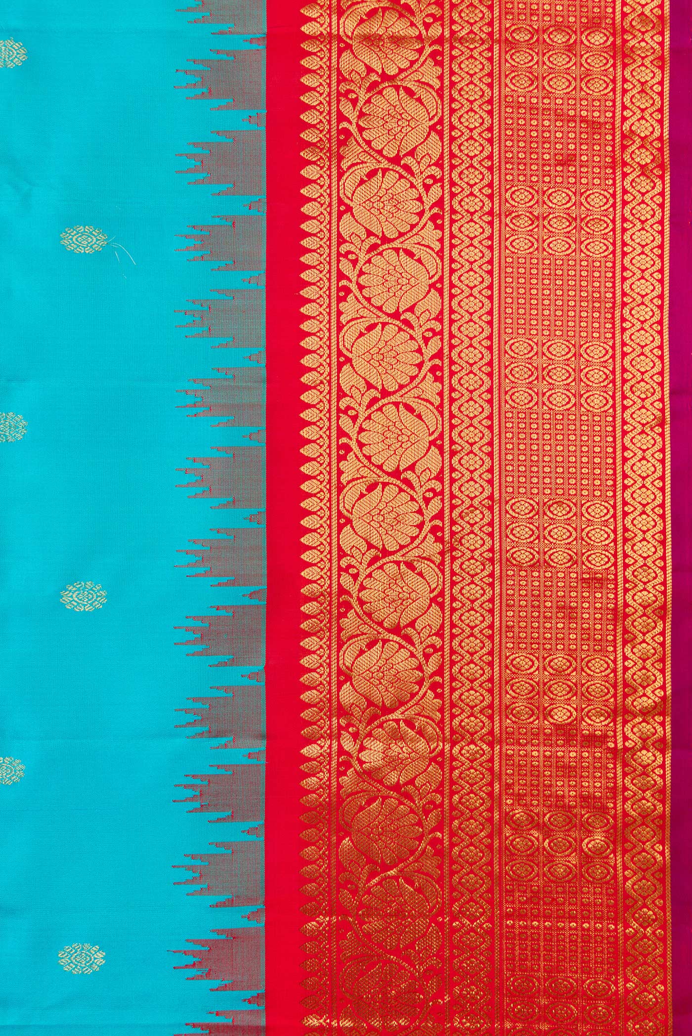 Sky Blue Gadwal Silk Saree - Image 3