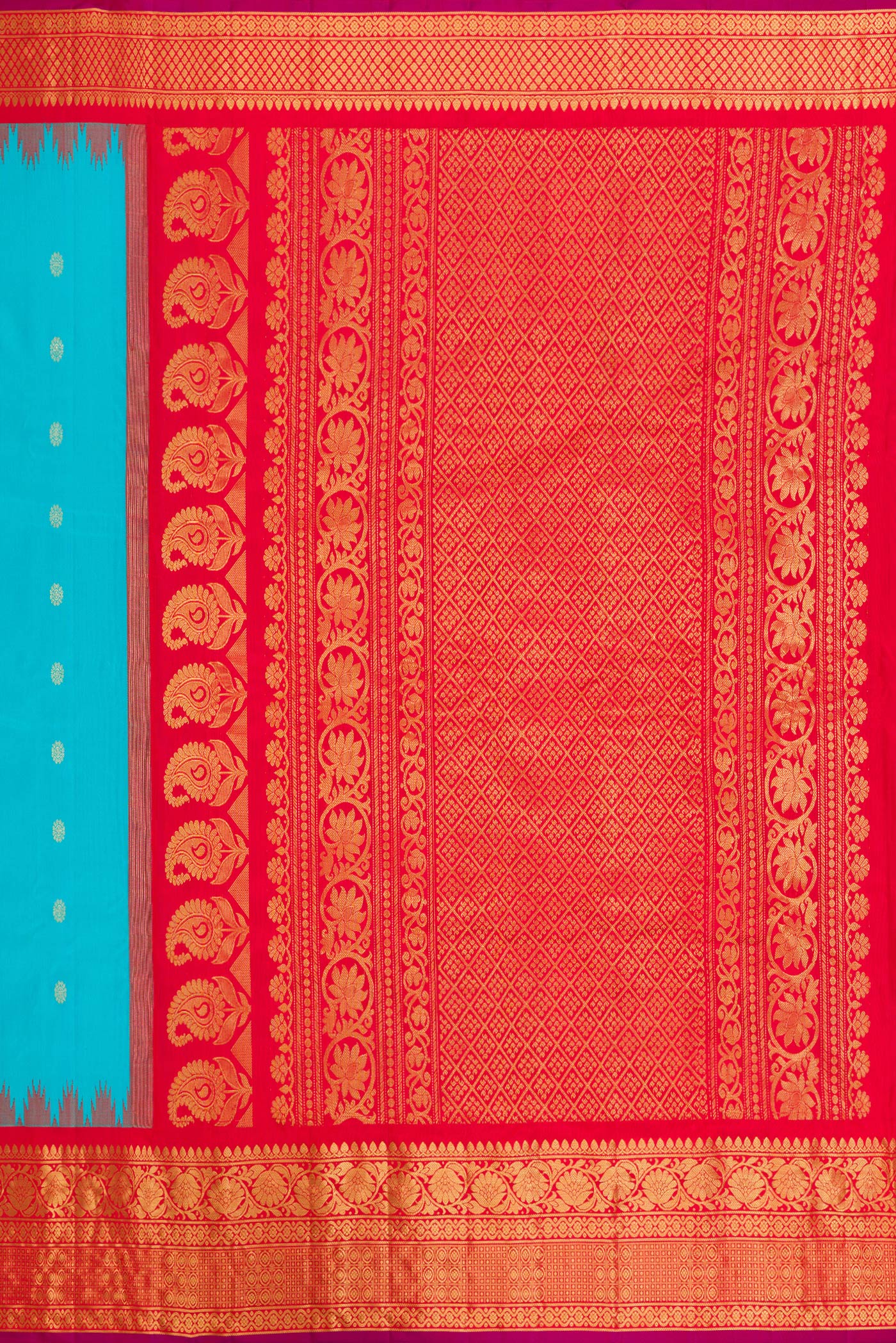 Sky Blue Gadwal Silk Saree - Image 7
