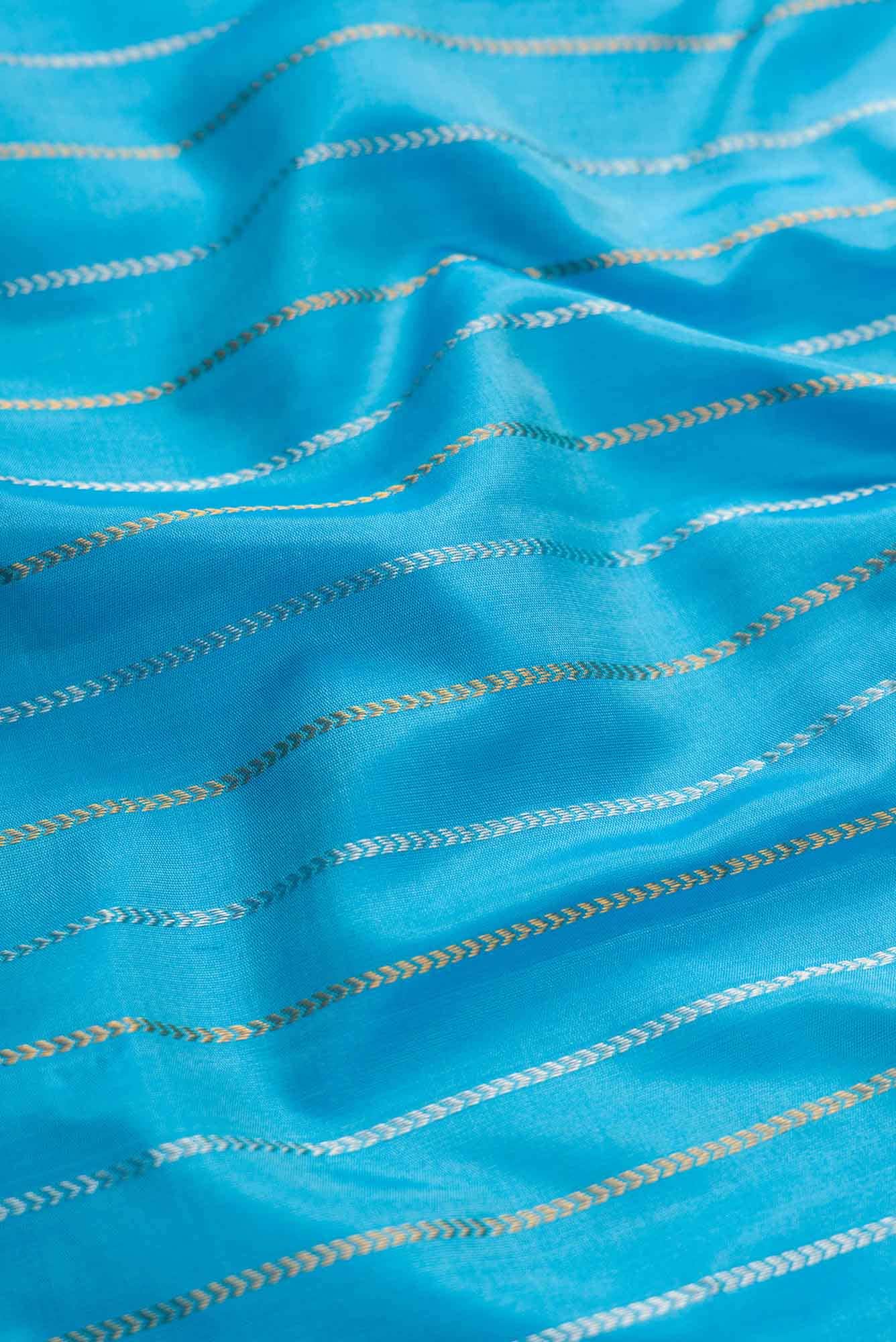 Sky Blue Dual Tone Gadwal Silk Saree - Image 3