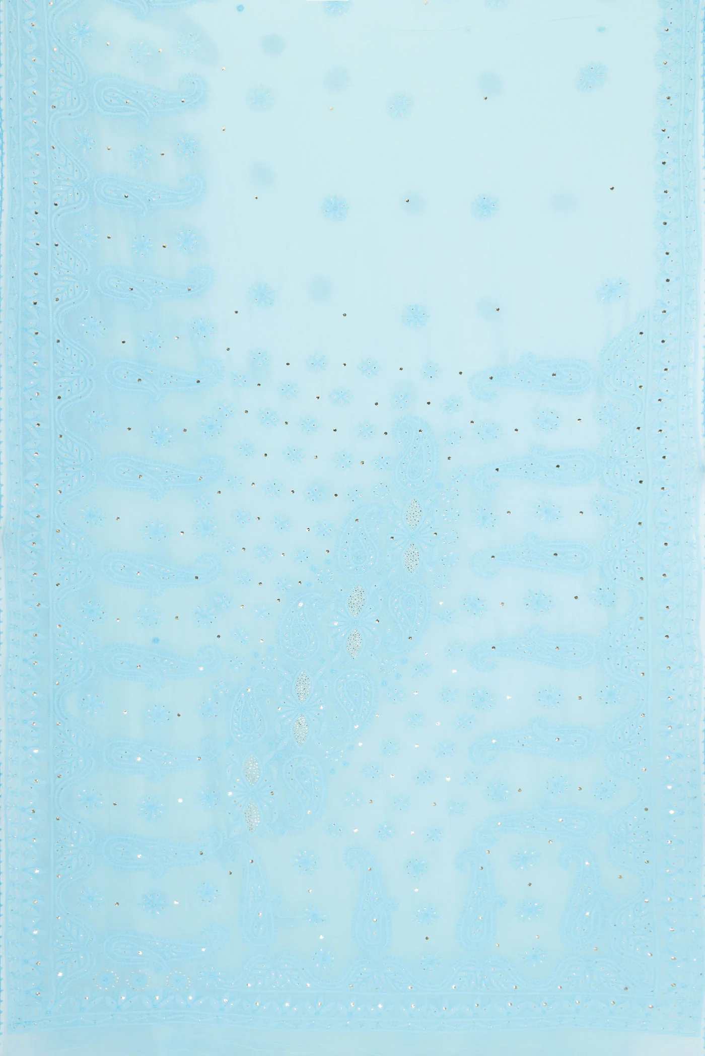 Sky Blue Chikankari Georgette Saree - Image 6