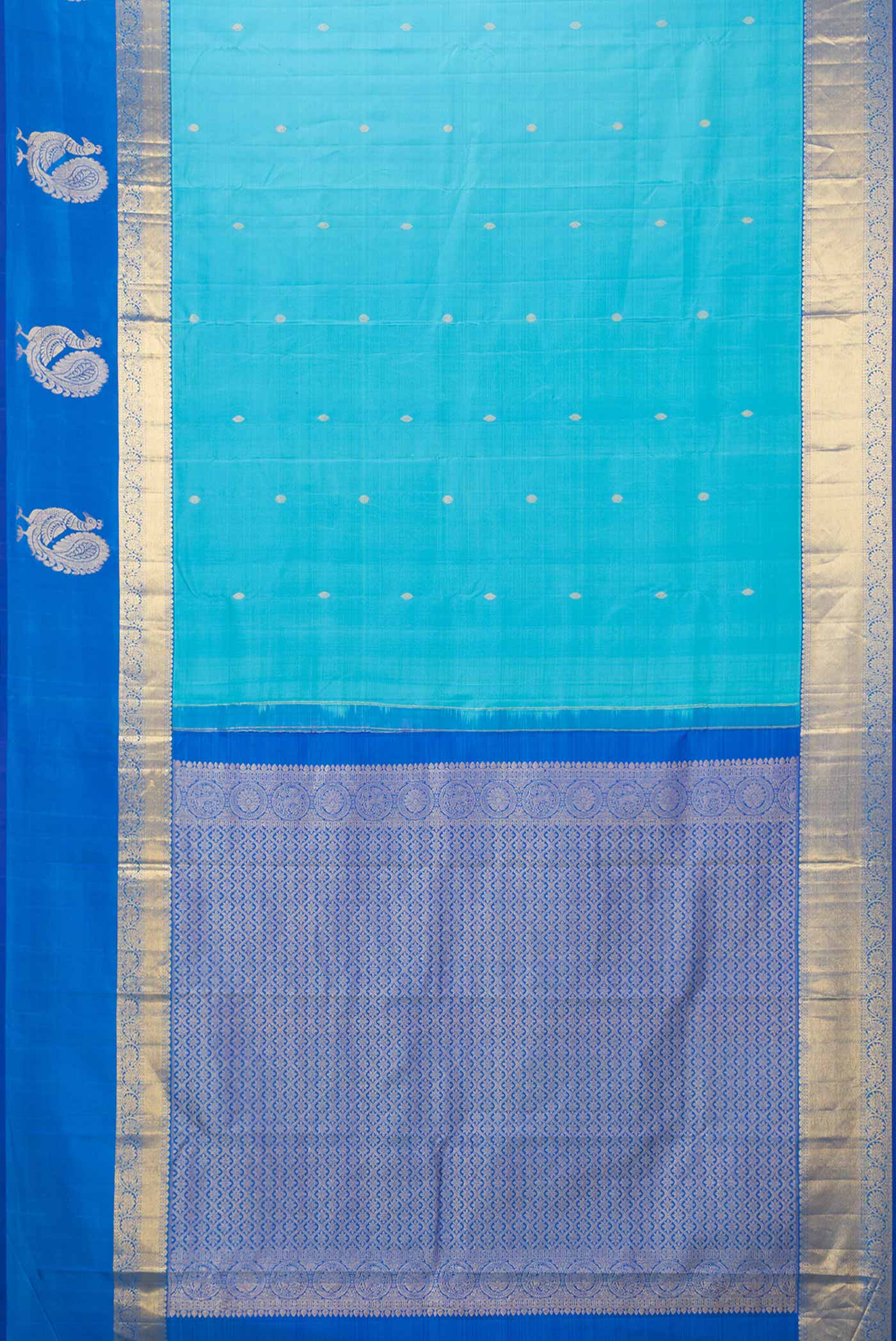 Sky Blue Dual Tone Kanchipuram Saree - Image 6