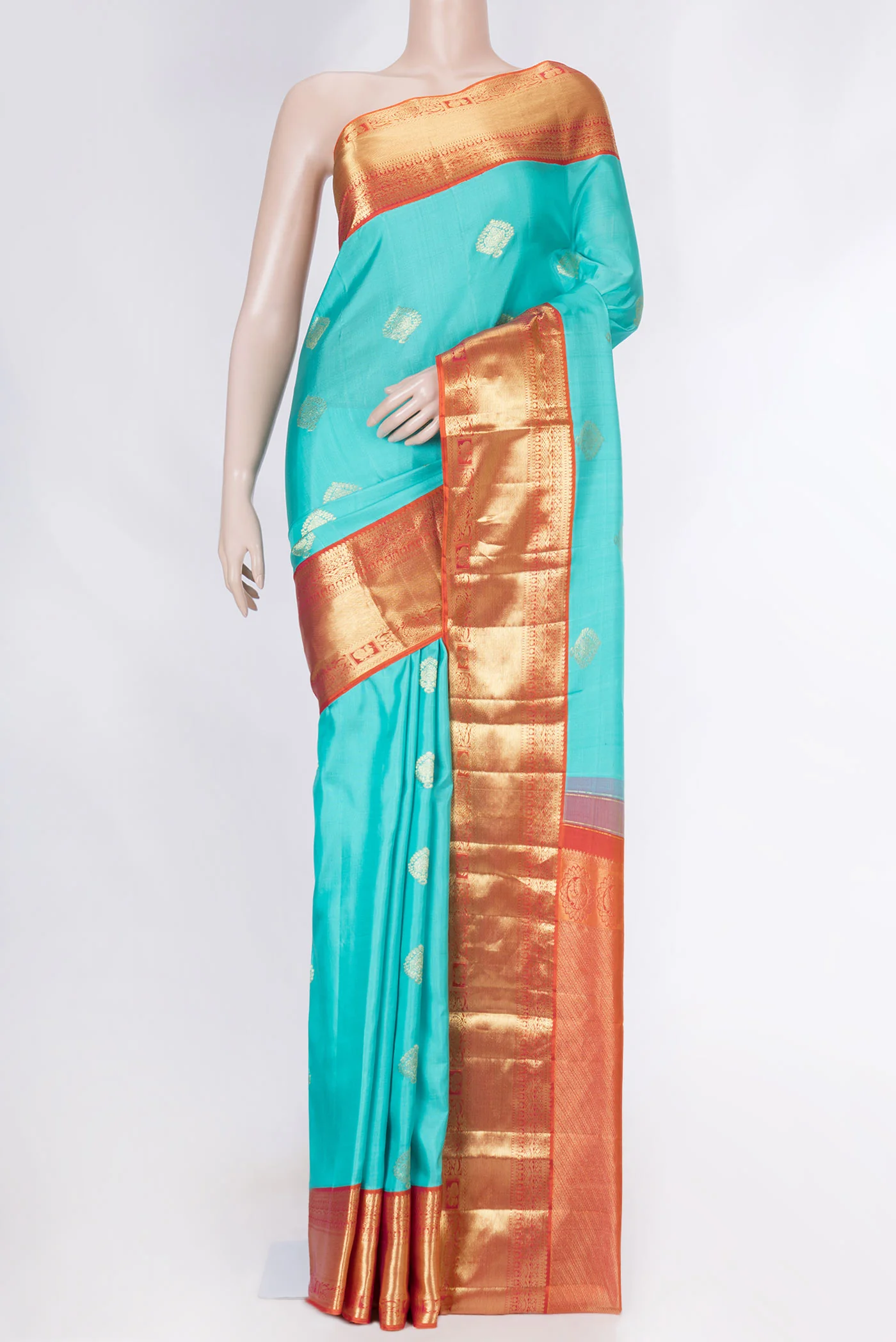 Sky Blue Dual Tone Kanjivaram Saree
