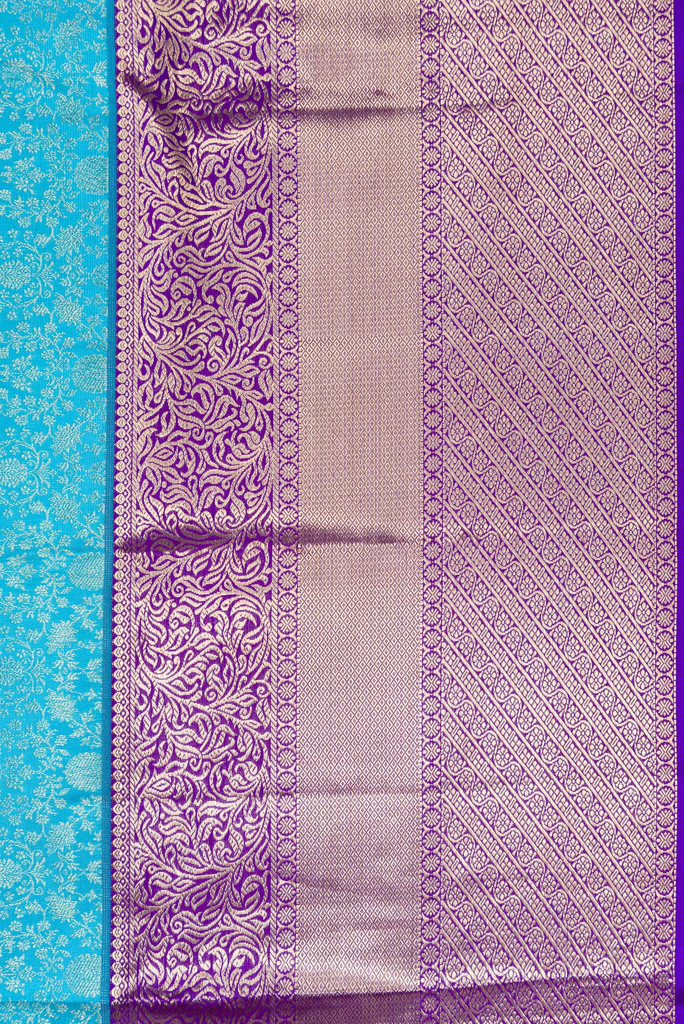 Sky Blue Kanchipuram Silk Saree - Image 3