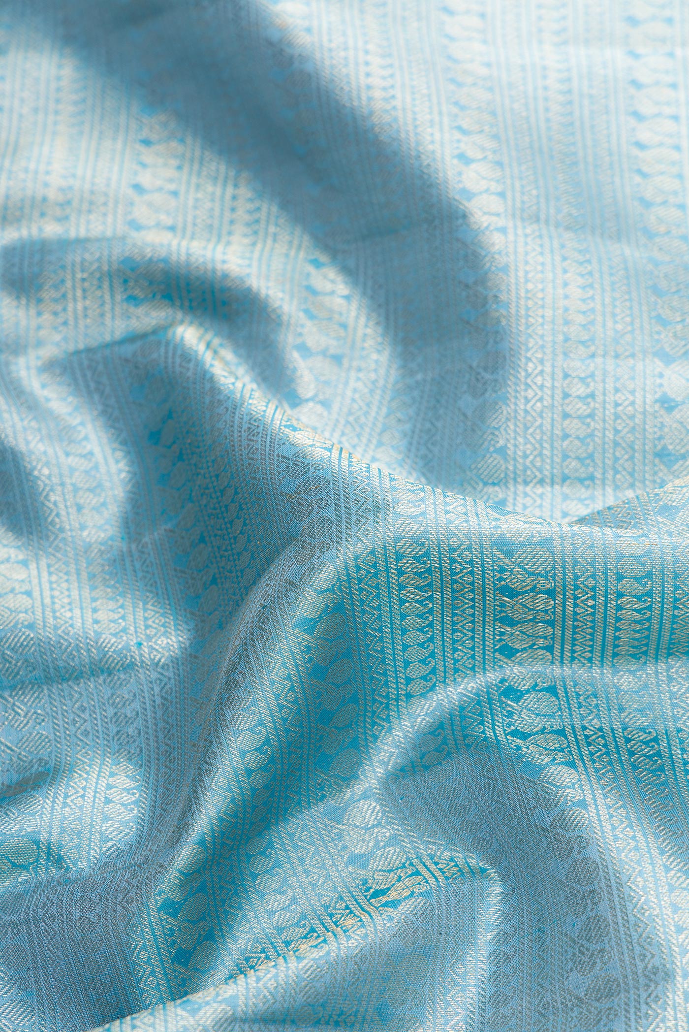 Sky Blue Kanchipuram Silk Saree - Image 2