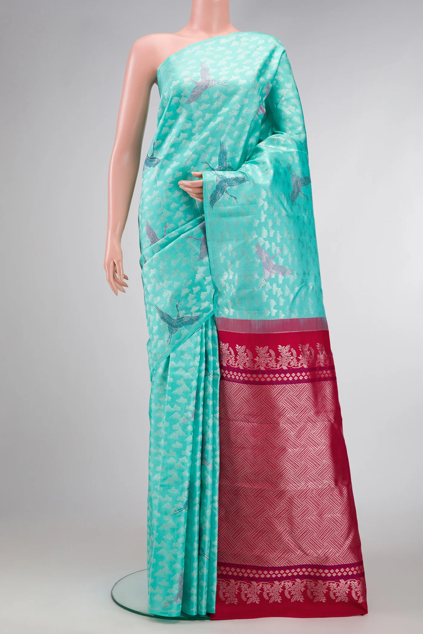 Sky Blue Kanchipuram Silk Saree