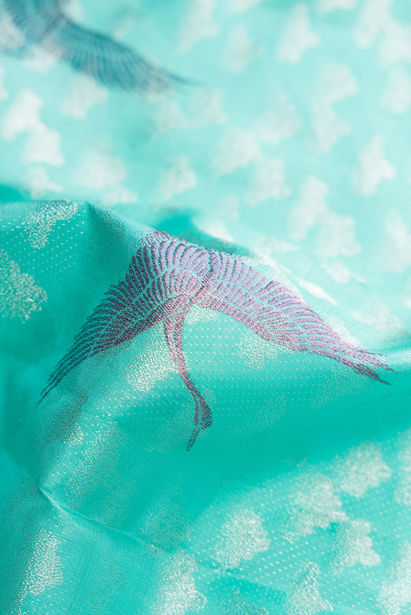 Sky Blue Kanchipuram Silk Saree - Image 2