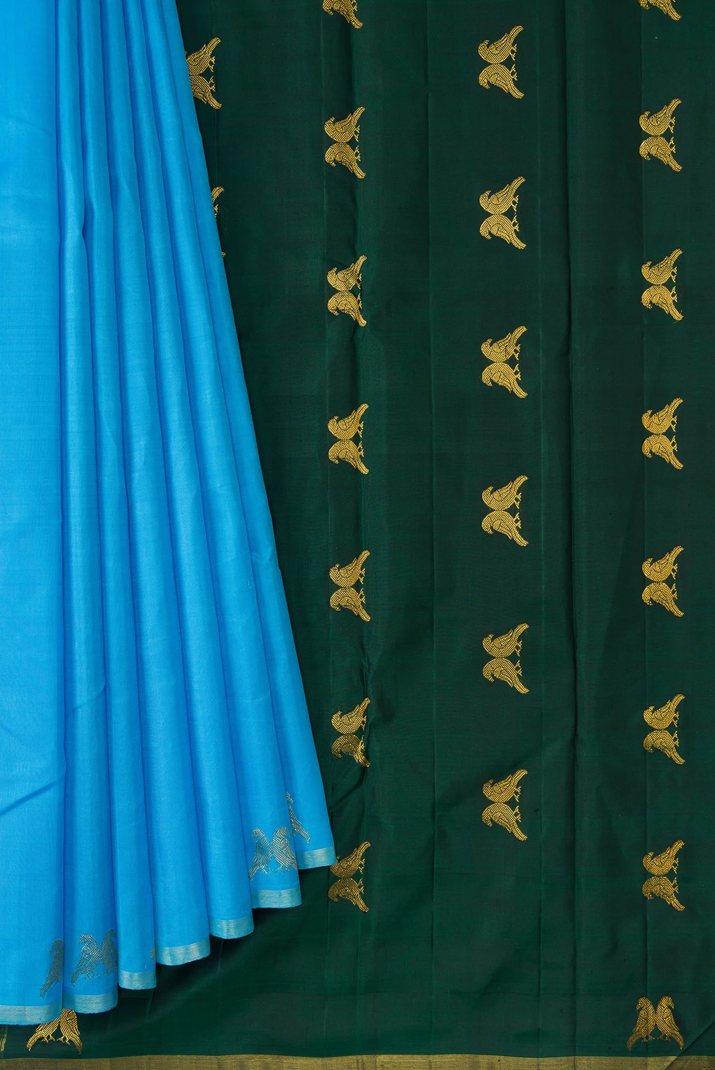 Sky Blue Kanchipuram Silk Saree - Image 4