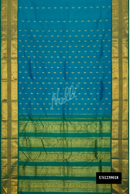 Sky Blue Dual Tone Kanchipuram Silk Saree