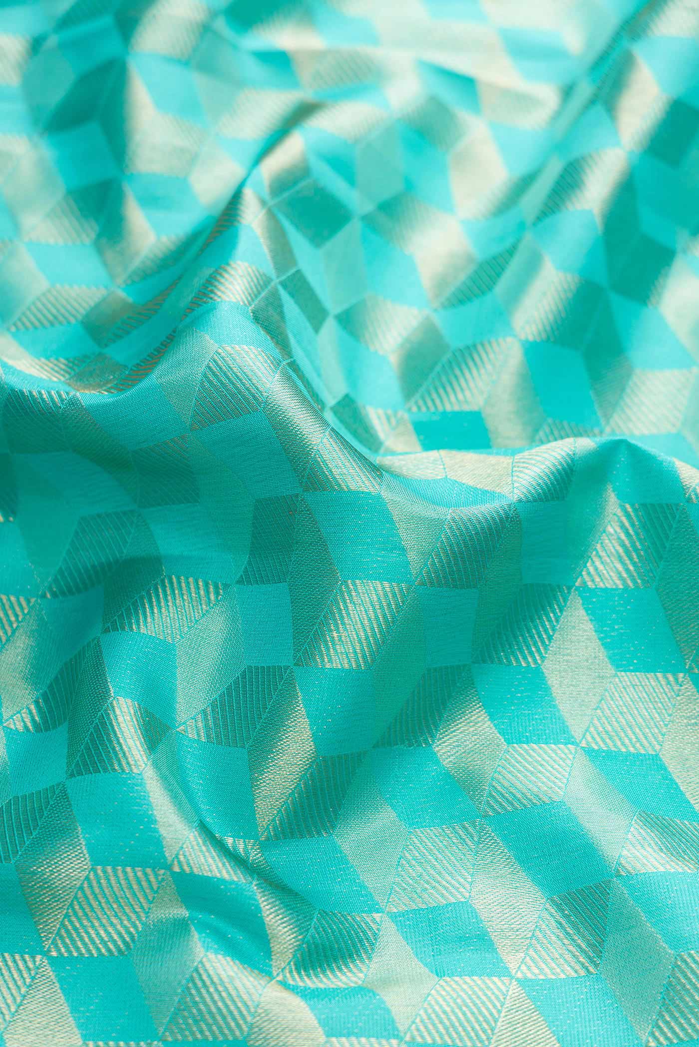 Sky Blue Dual Tone Kanchipuram Silk Saree - Image 2