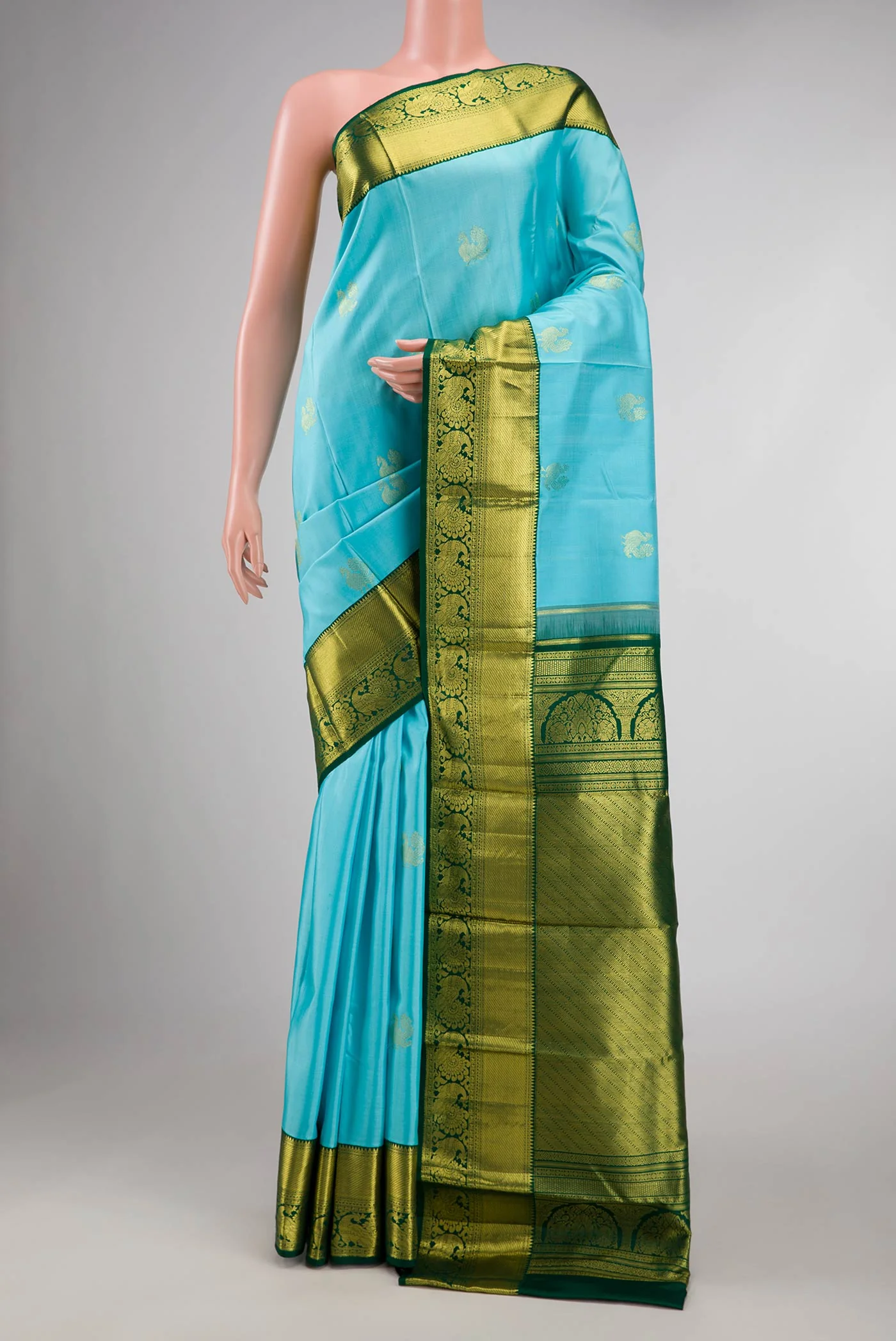 Sky Blue Dual Tone Kanjivaram Silk Saree