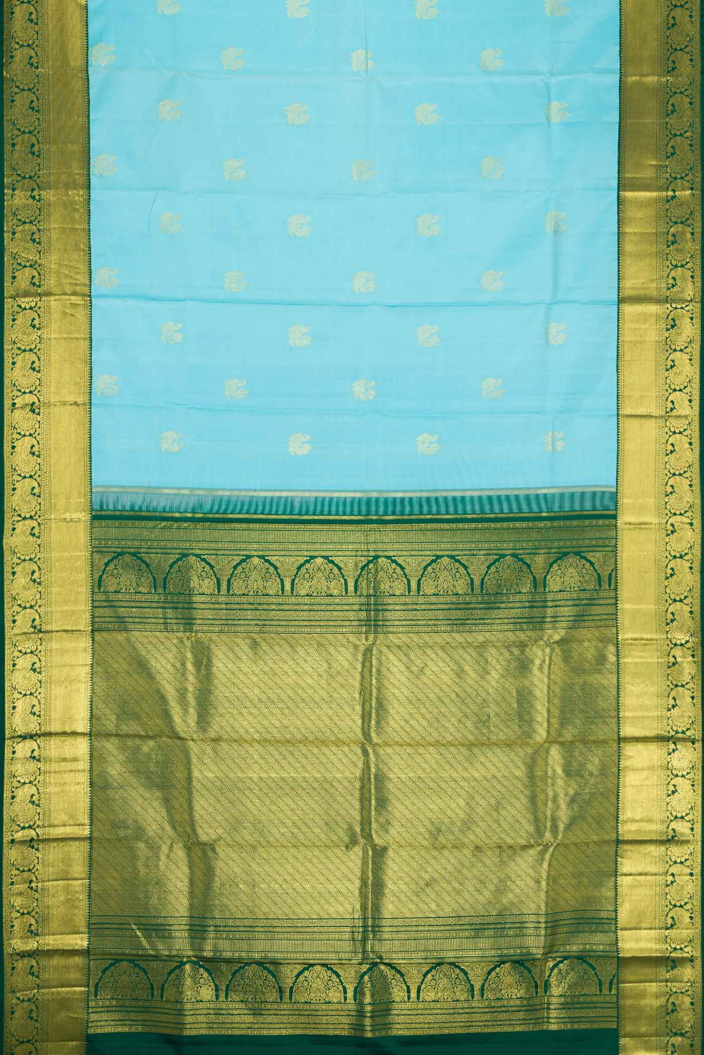 Sky Blue Dual Tone Kanjivaram Silk Saree - Image 6